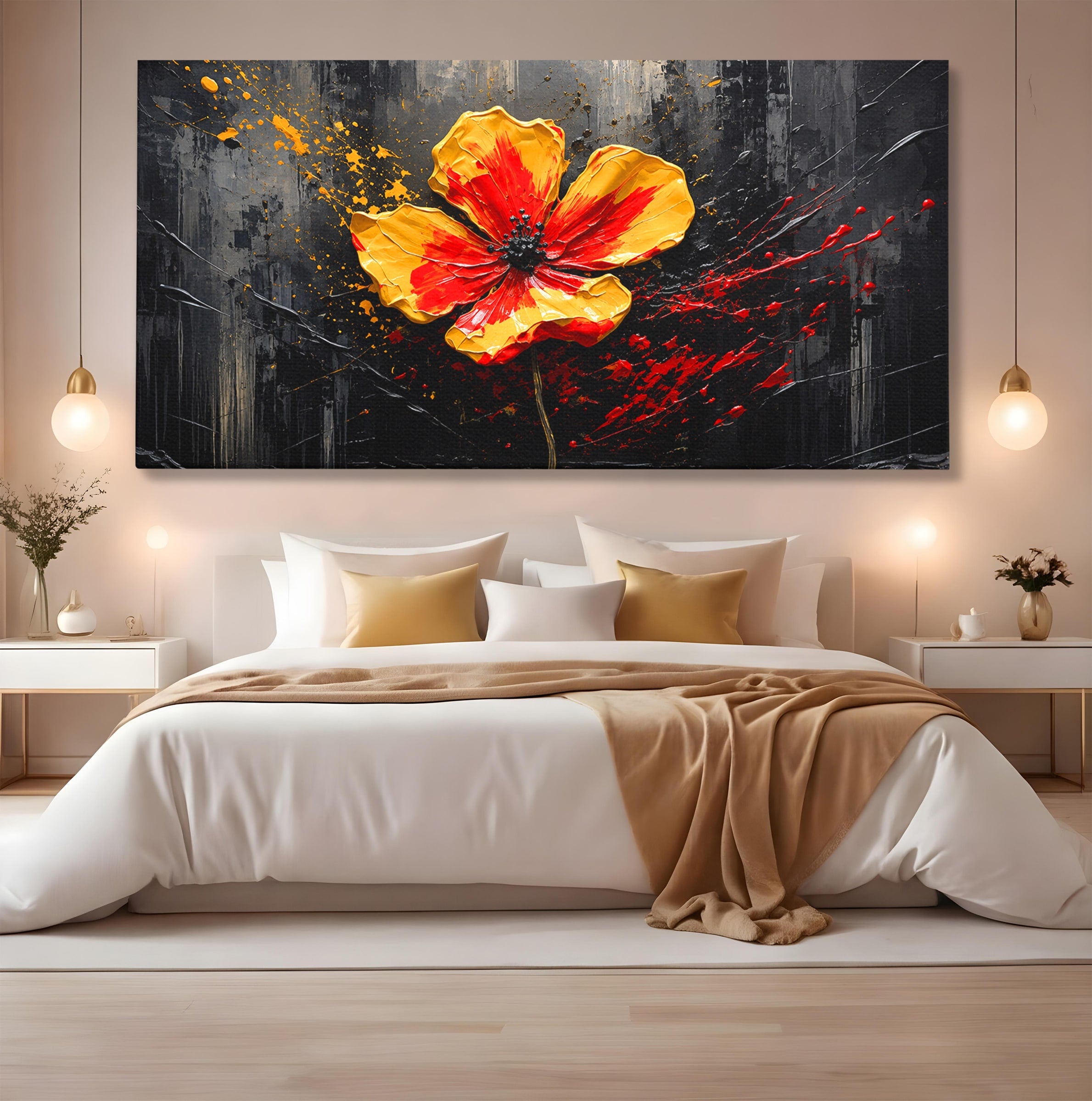 Tablou Canvas Premium LuxCanva® A1863, Floare Vibranta, Floare, Abstract, Modern, Textura, Living, Culori Vibrante