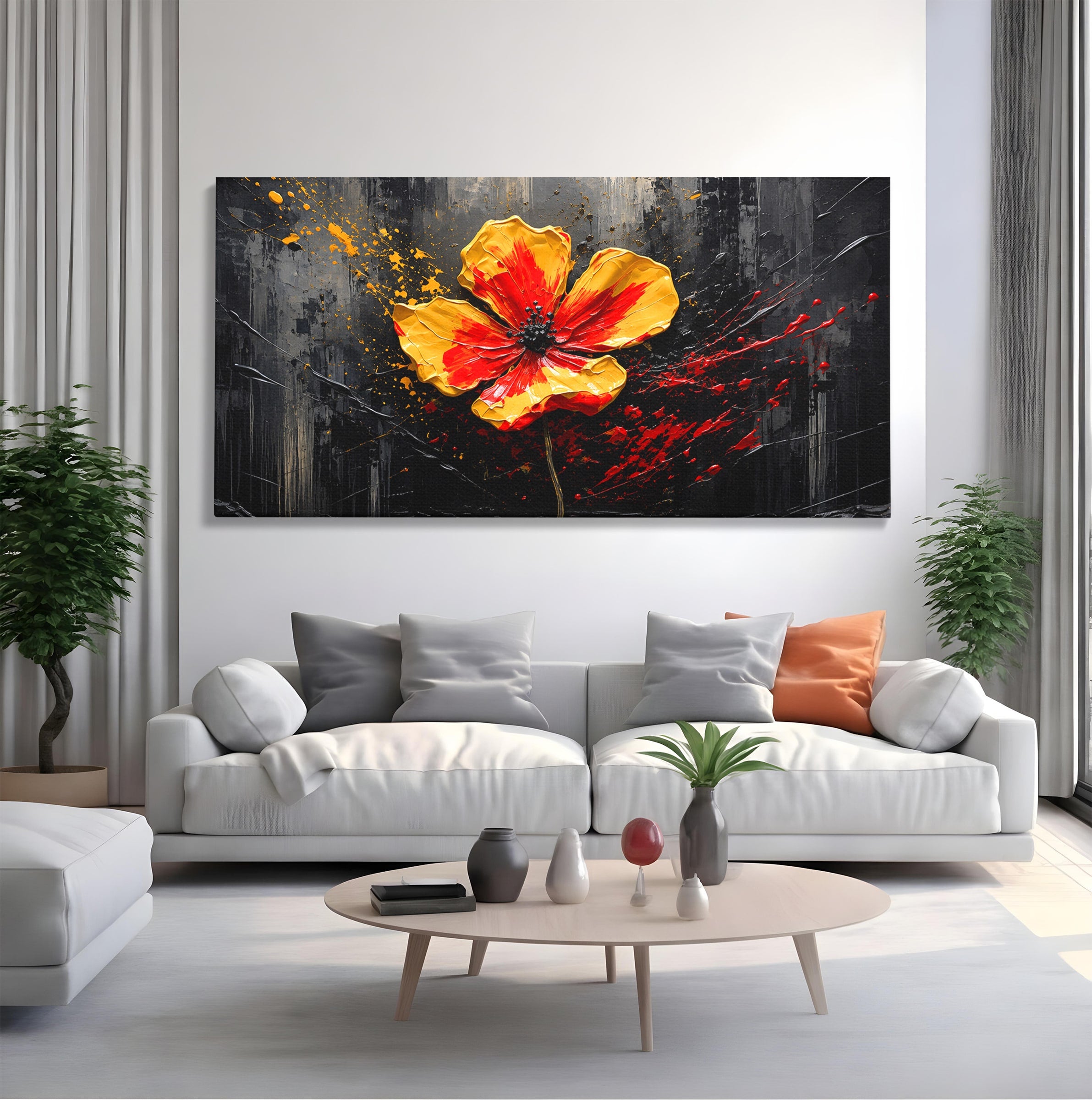 Tablou Canvas Premium LuxCanva® A1863, Floare Vibranta, Floare, Abstract, Modern, Textura, Living, Culori Vibrante