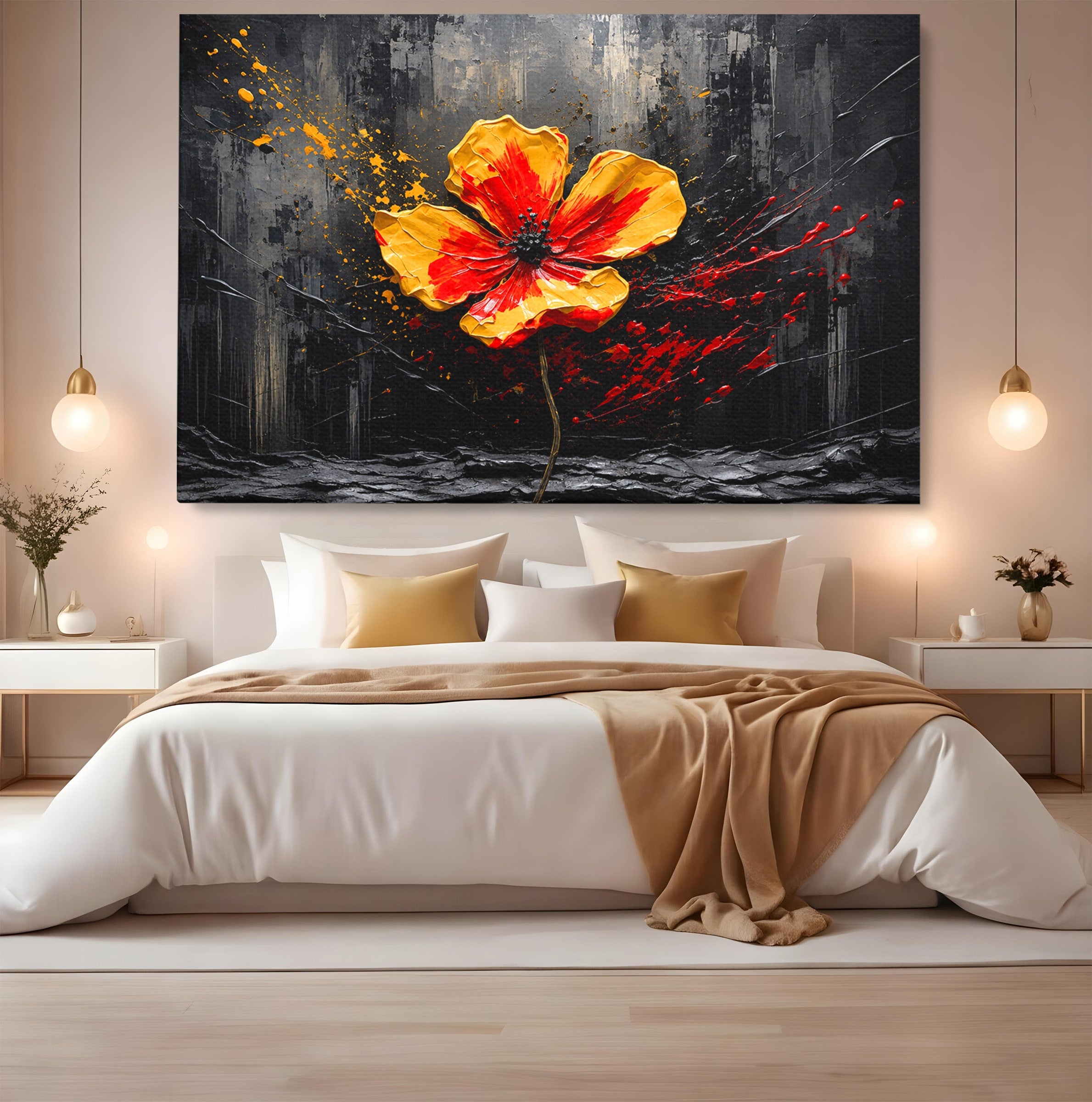 Tablou Canvas Premium LuxCanva® A1863, Floare Vibranta, Floare, Abstract, Modern, Textura, Living, Culori Vibrante