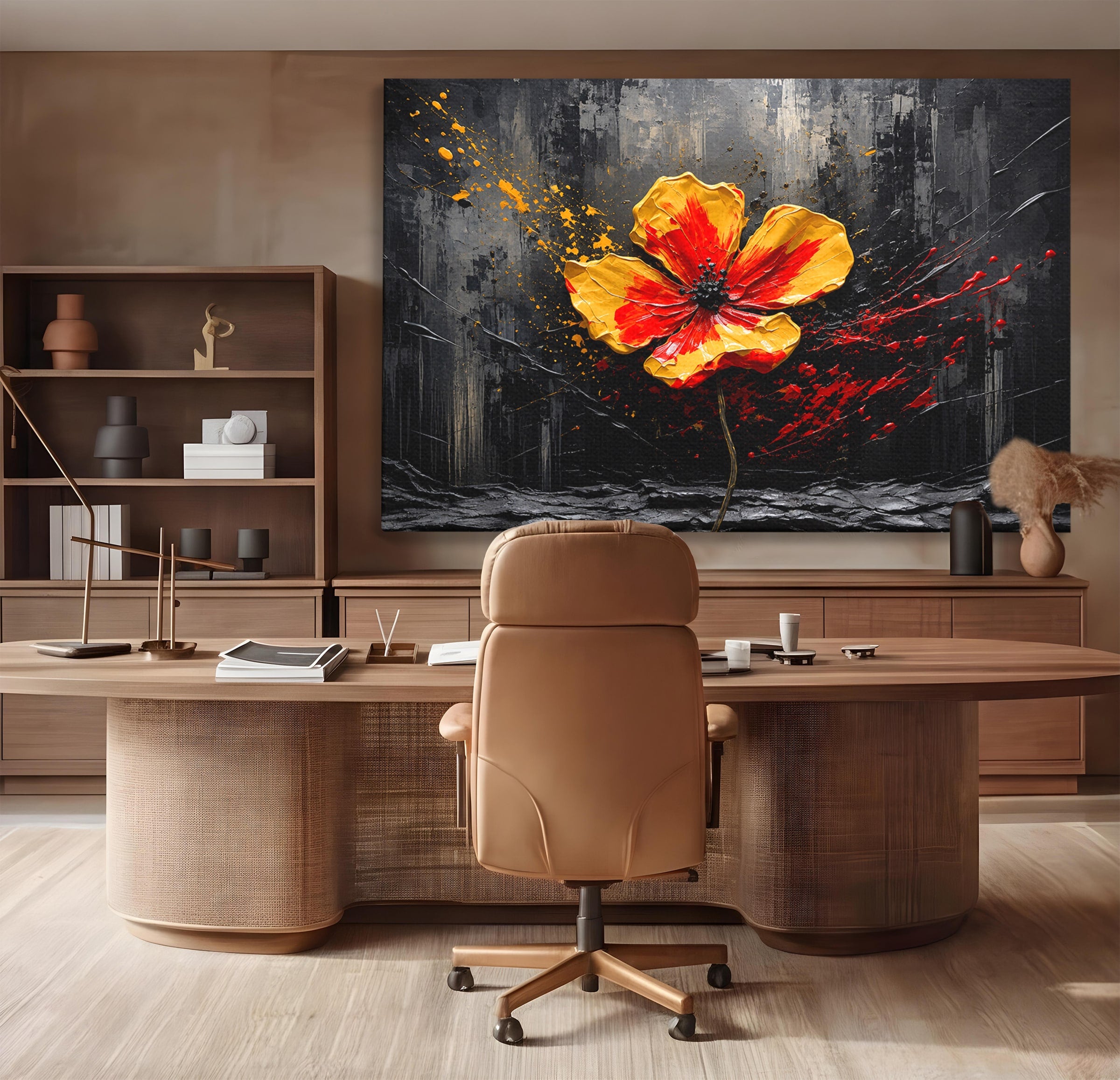 Tablou Canvas Premium LuxCanva® A1863, Floare Vibranta, Floare, Abstract, Modern, Textura, Living, Culori Vibrante