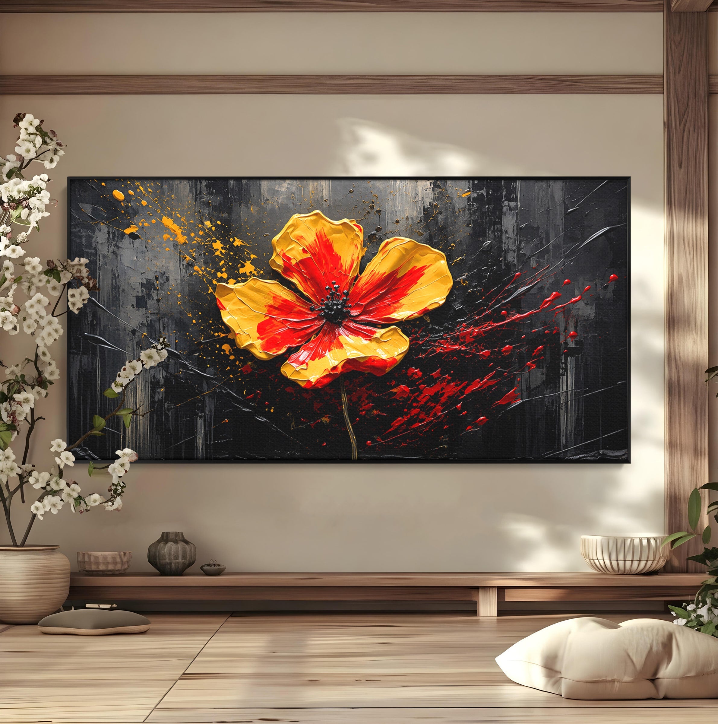 Tablou Canvas Premium LuxCanva® A1863, Floare Vibranta, Floare, Abstract, Modern, Textura, Living, Culori Vibrante