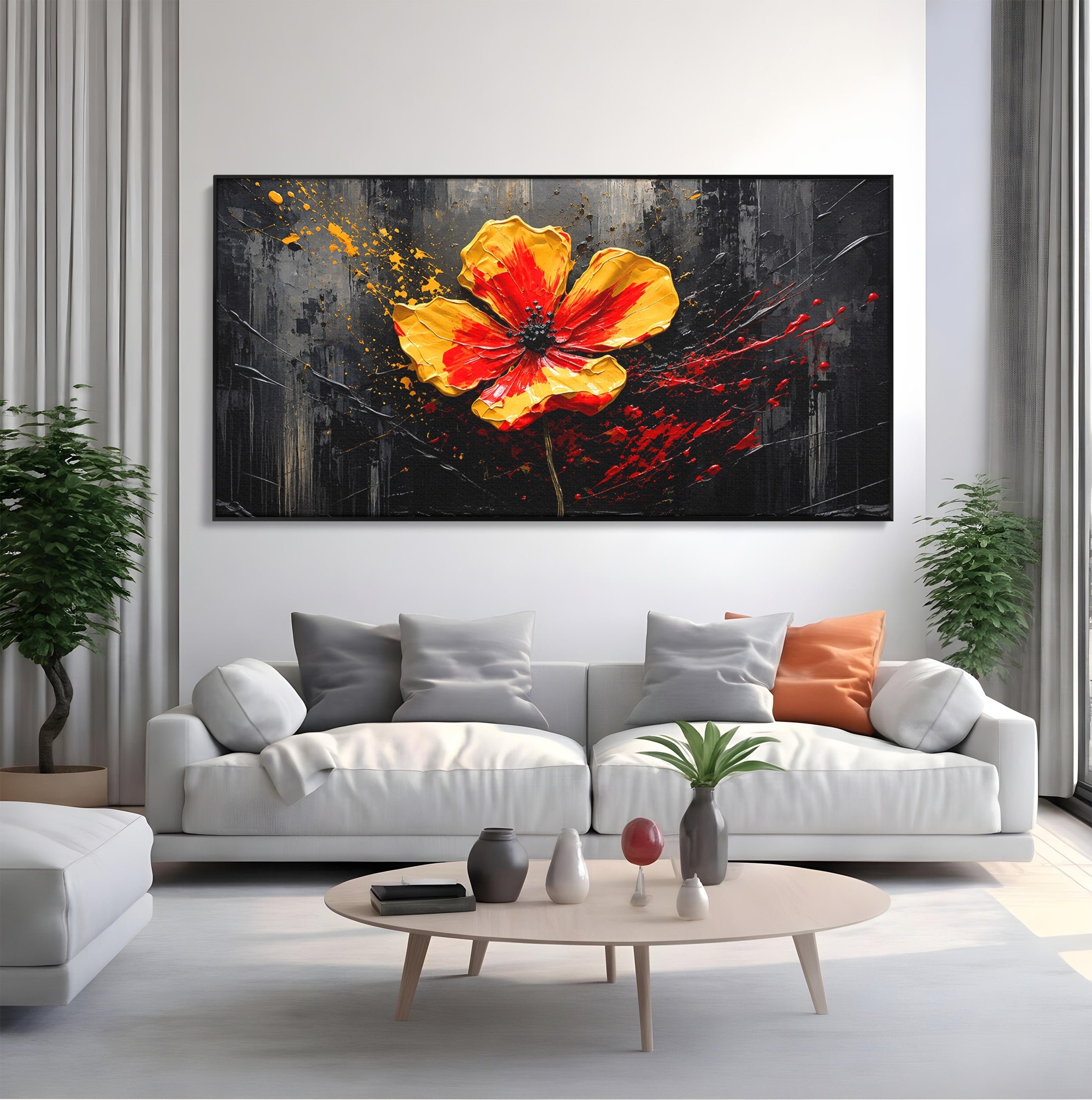 Tablou Canvas Premium LuxCanva® A1863, Floare Vibranta, Floare, Abstract, Modern, Textura, Living, Culori Vibrante