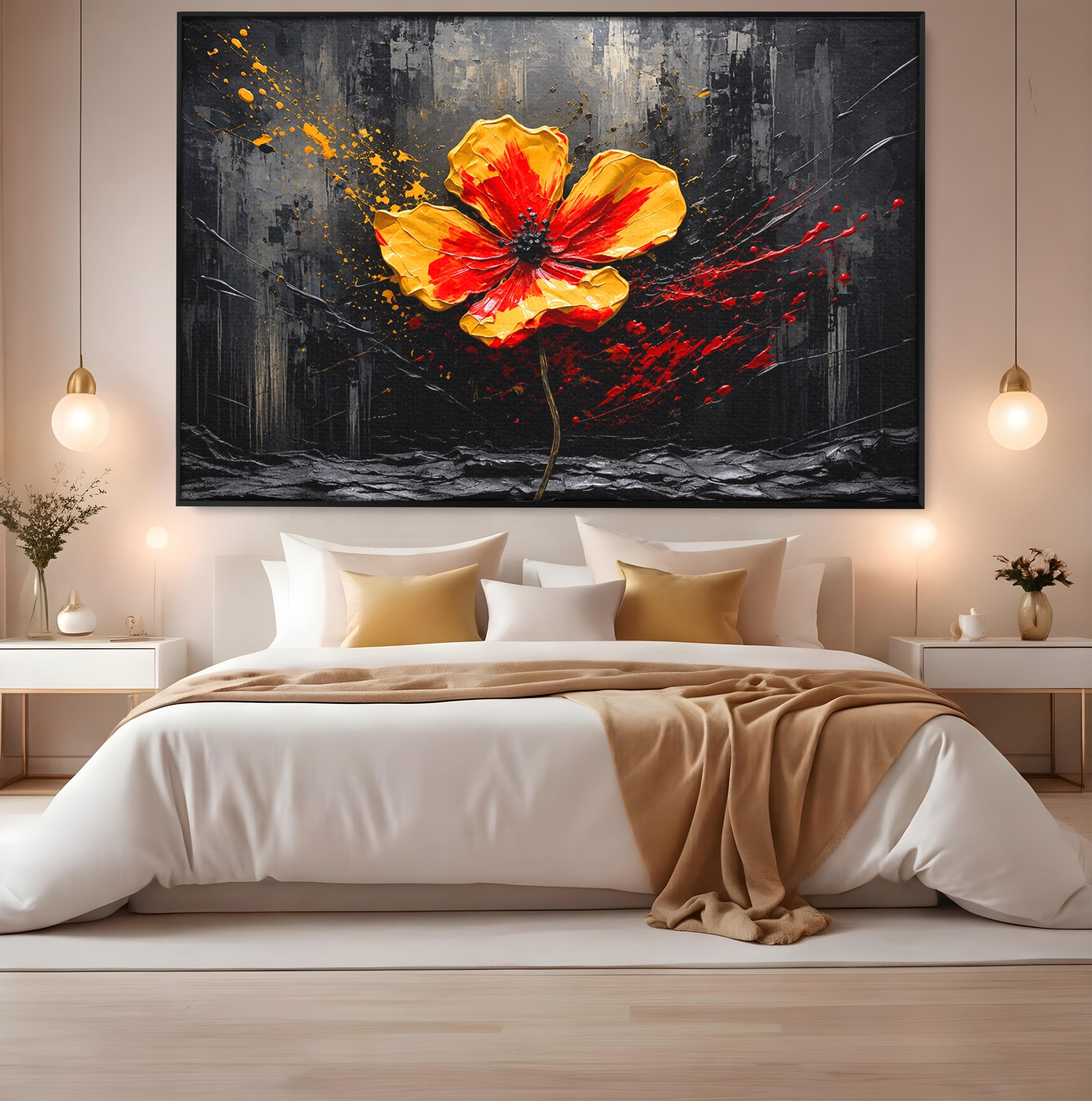 Tablou Canvas Premium LuxCanva® A1863, Floare Vibranta, Floare, Abstract, Modern, Textura, Living, Culori Vibrante