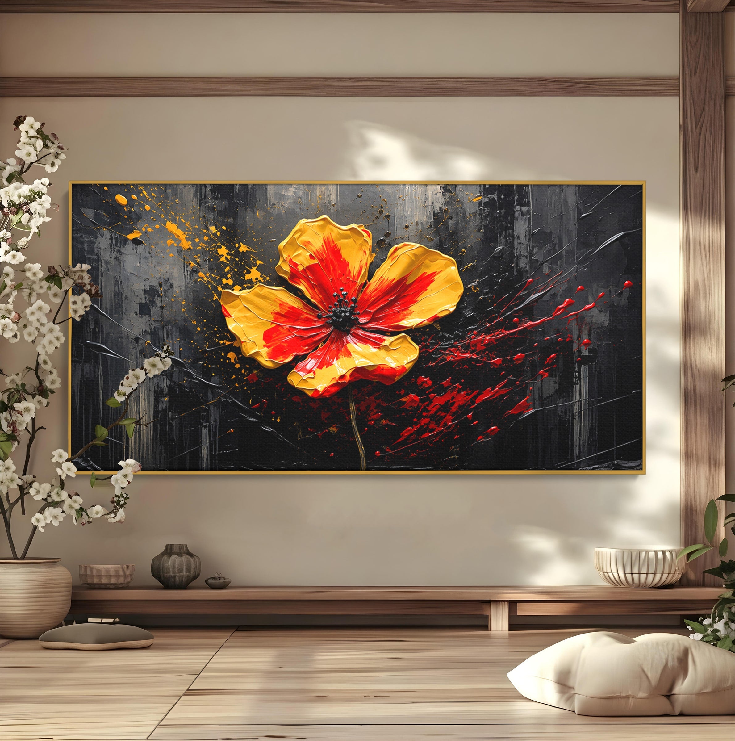 Tablou Canvas Premium LuxCanva® A1863, Floare Vibranta, Floare, Abstract, Modern, Textura, Living, Culori Vibrante