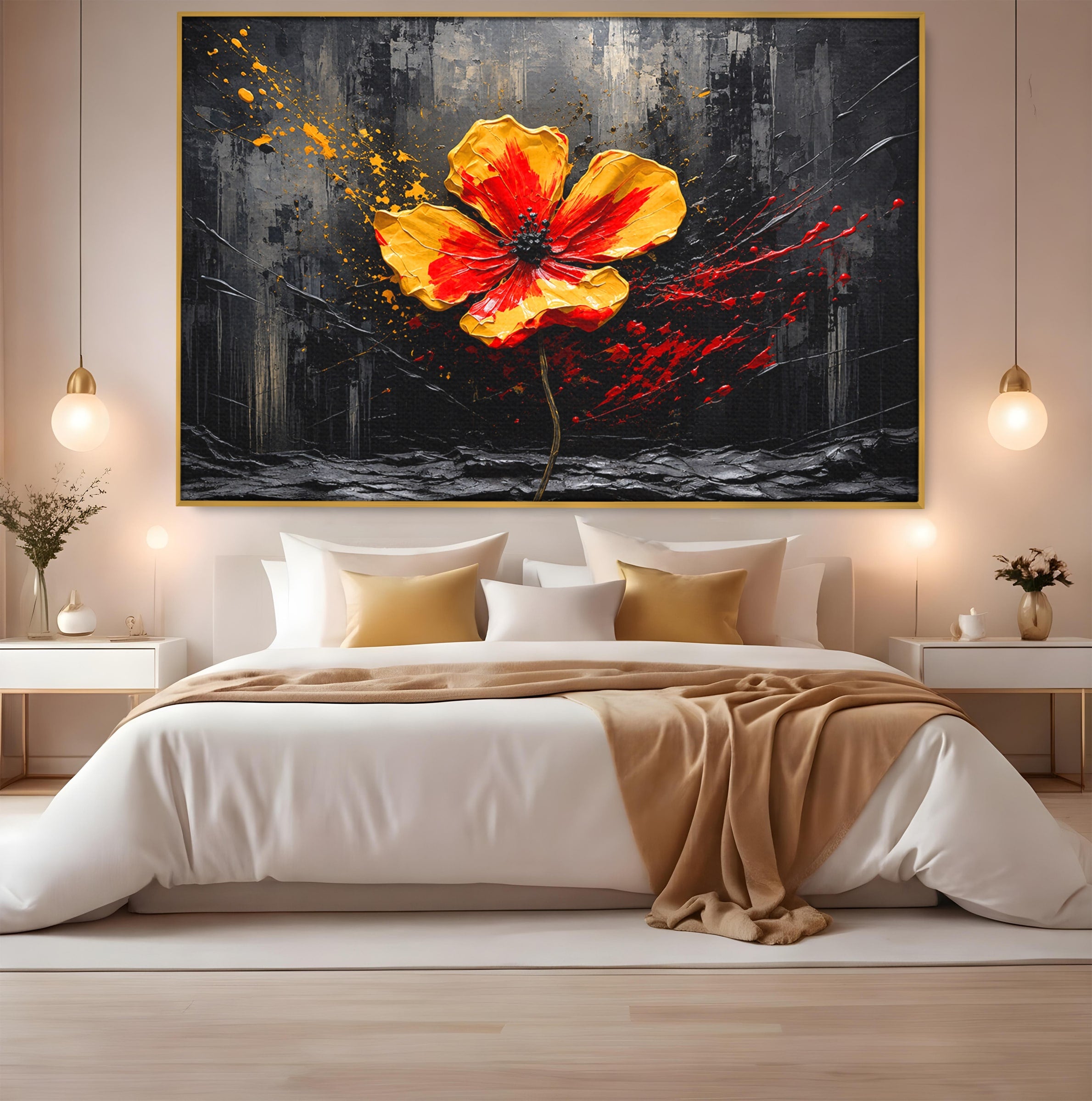 Tablou Canvas Premium LuxCanva® A1863, Floare Vibranta, Floare, Abstract, Modern, Textura, Living, Culori Vibrante