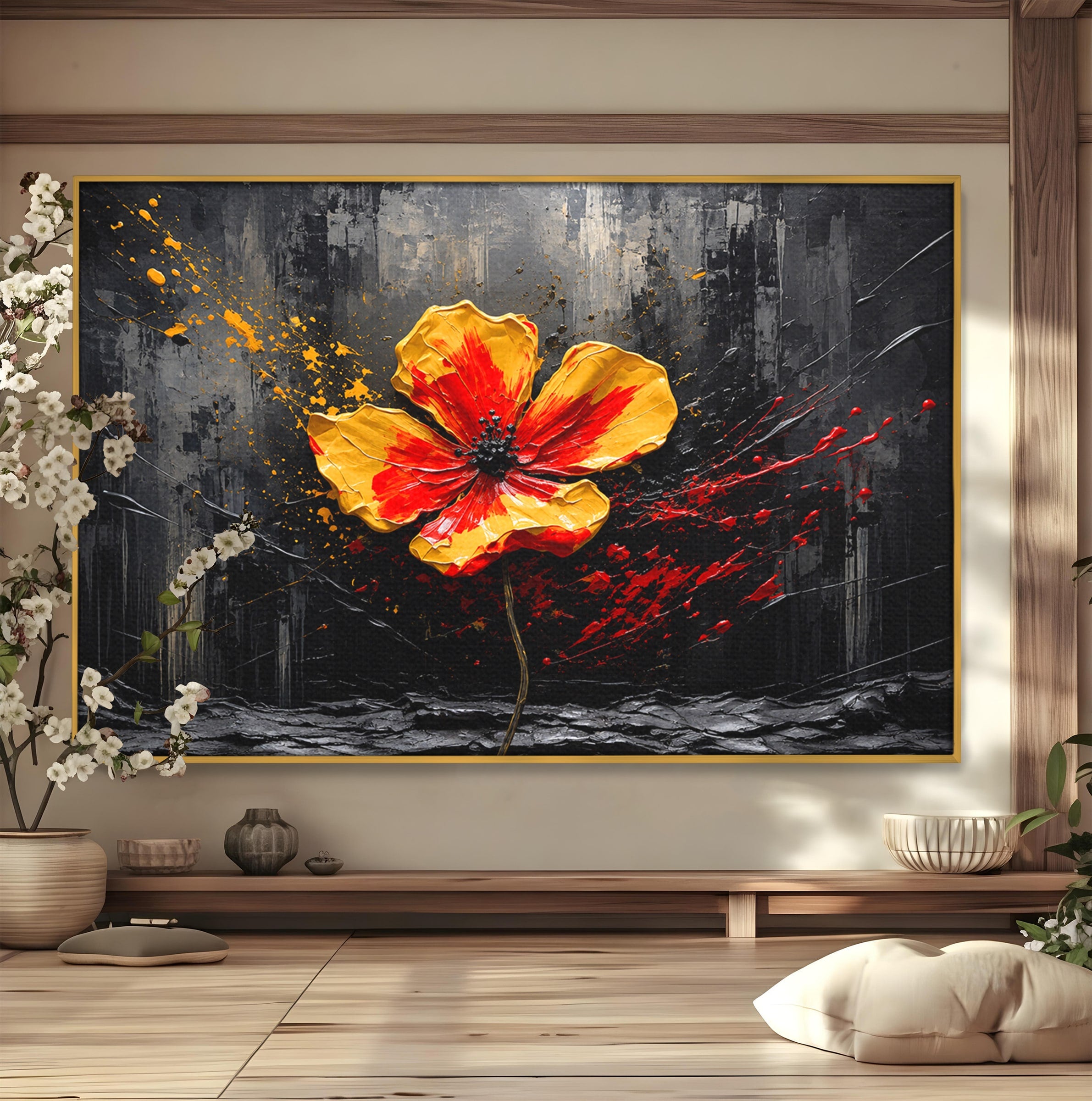 Tablou Canvas Premium LuxCanva® A1863, Floare Vibranta, Floare, Abstract, Modern, Textura, Living, Culori Vibrante