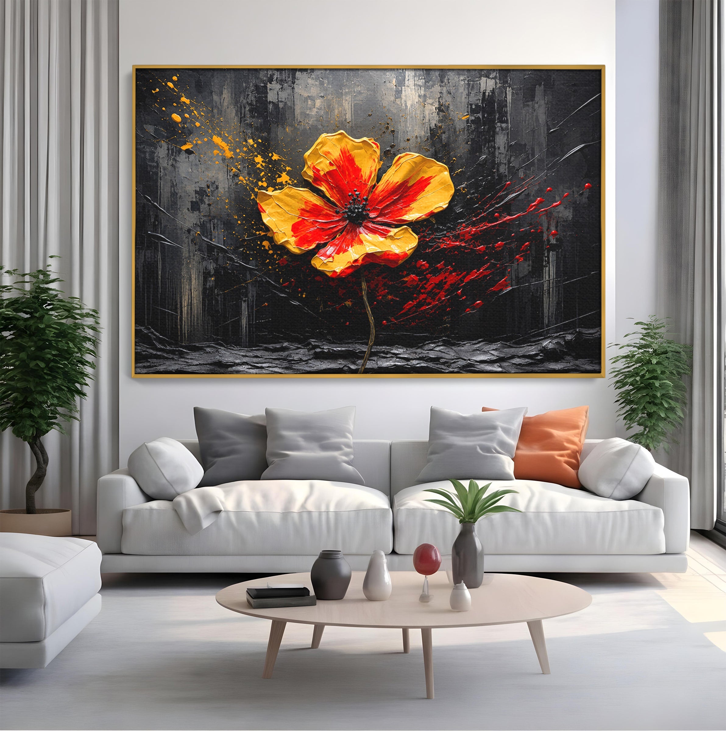Tablou Canvas Premium LuxCanva® A1863, Floare Vibranta, Floare, Abstract, Modern, Textura, Living, Culori Vibrante