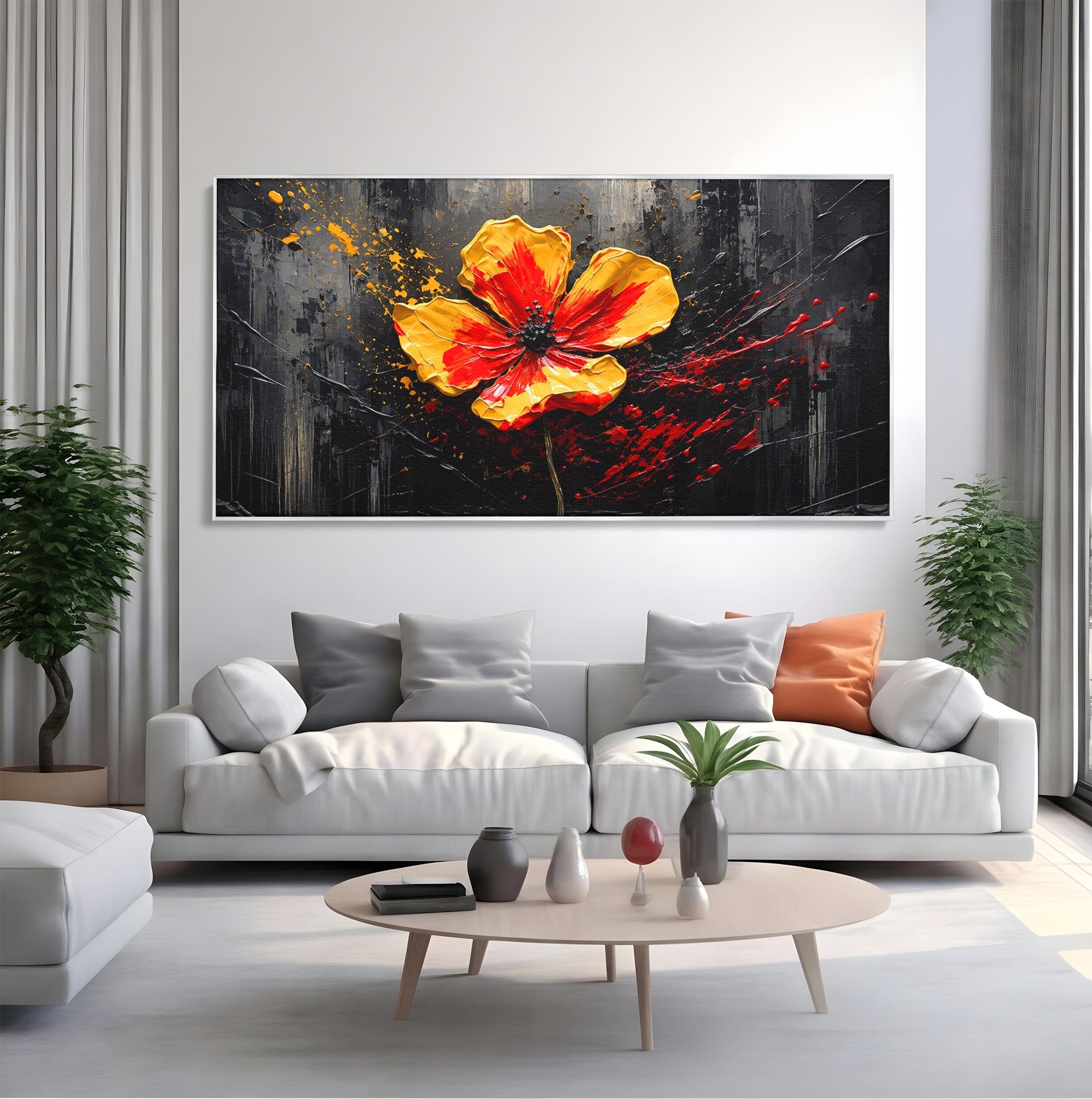 Tablou Canvas Premium LuxCanva® A1863, Floare Vibranta, Floare, Abstract, Modern, Textura, Living, Culori Vibrante