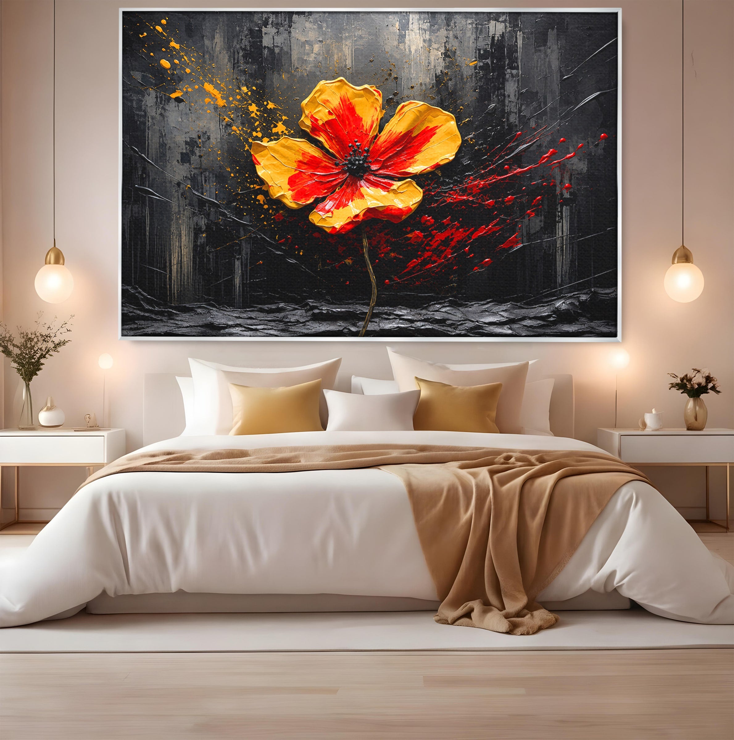 Tablou Canvas Premium LuxCanva® A1863, Floare Vibranta, Floare, Abstract, Modern, Textura, Living, Culori Vibrante