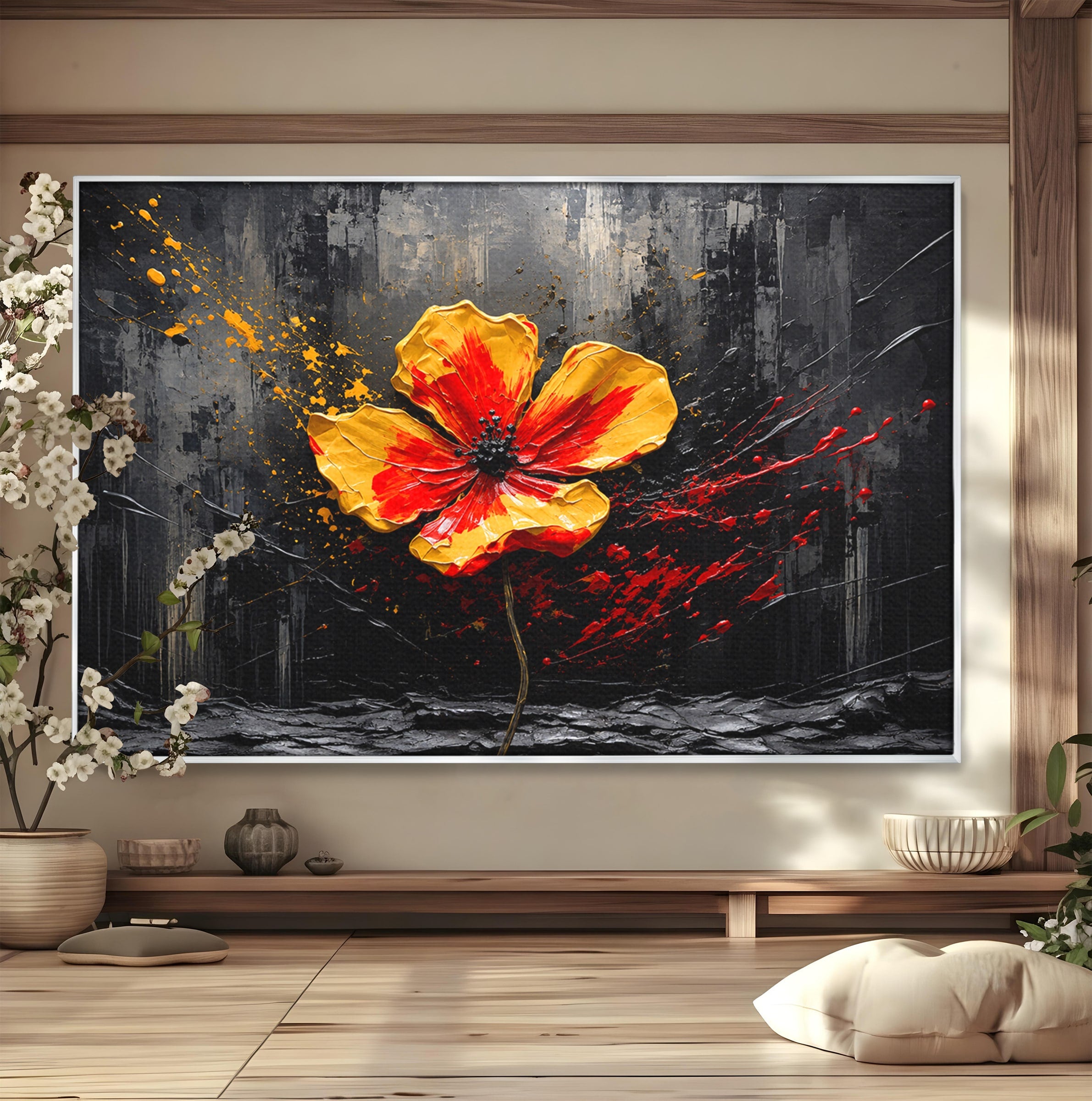 Tablou Canvas Premium LuxCanva® A1863, Floare Vibranta, Floare, Abstract, Modern, Textura, Living, Culori Vibrante