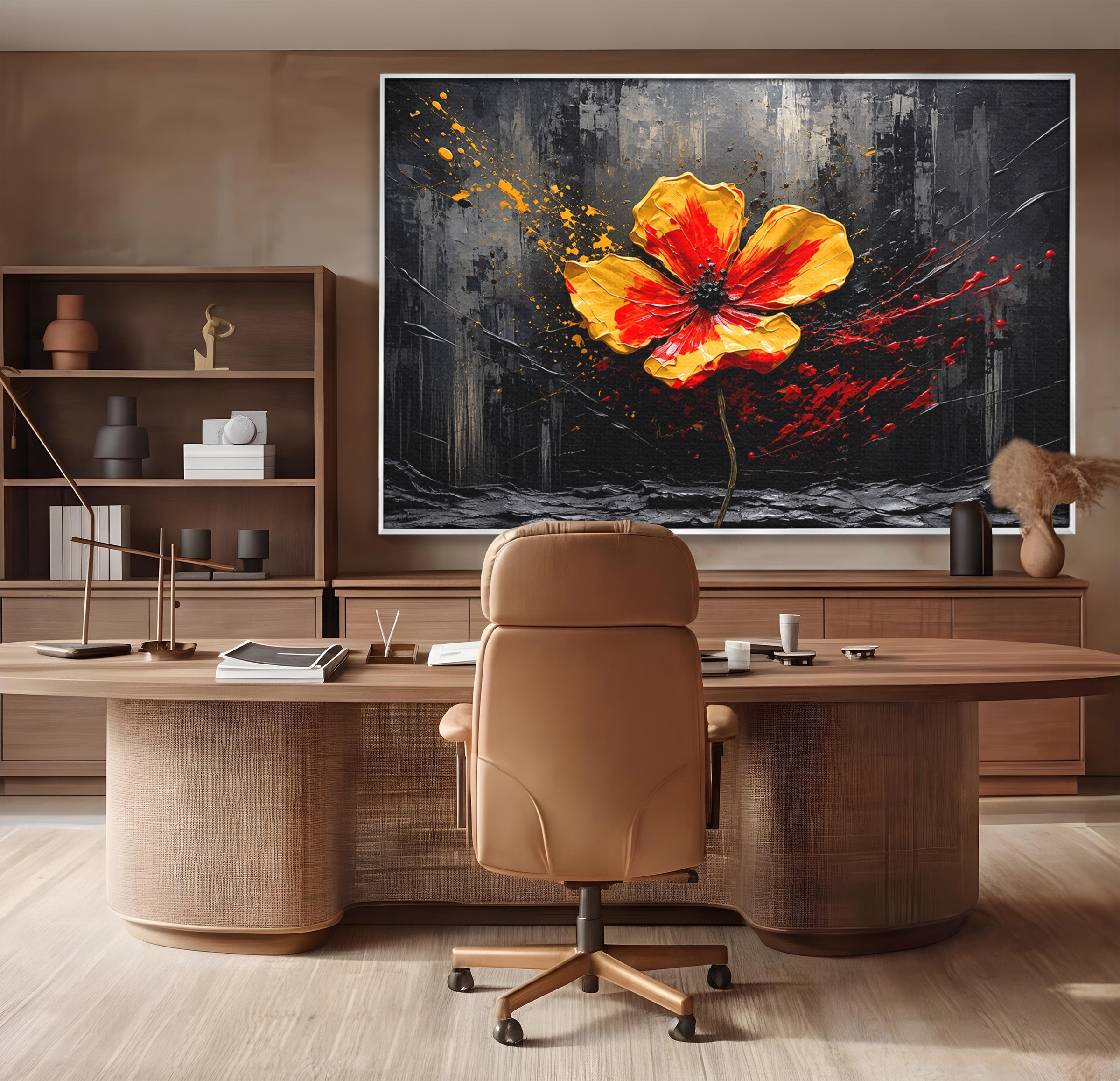 Tablou Canvas Premium LuxCanva® A1863, Floare Vibranta, Floare, Abstract, Modern, Textura, Living, Culori Vibrante