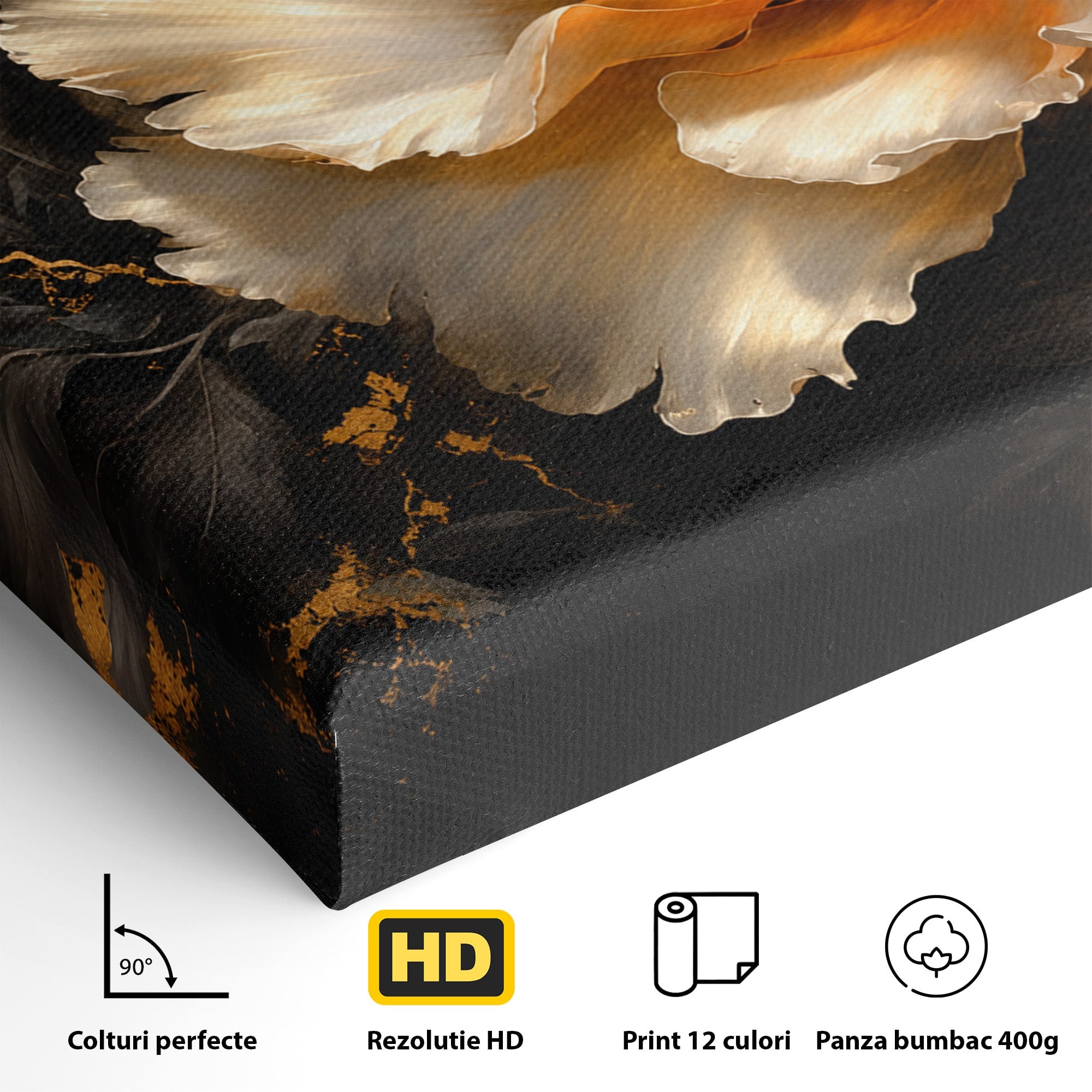 Tablou Canvas Premium LuxCanva® A1864, Floare Aurie, Floare, Auriu, Eleganta, Dormitor, Living, Culori Vibrante