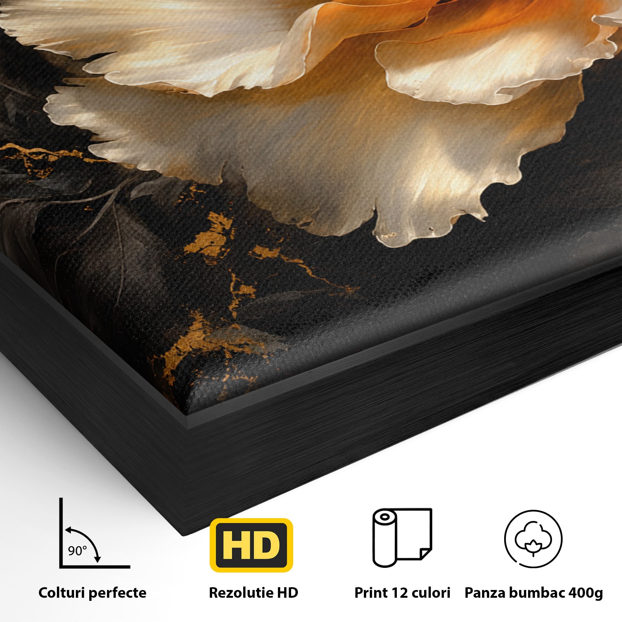 Tablou Canvas Premium LuxCanva® A1864, Floare Aurie, Floare, Auriu, Eleganta, Dormitor, Living, Culori Vibrante