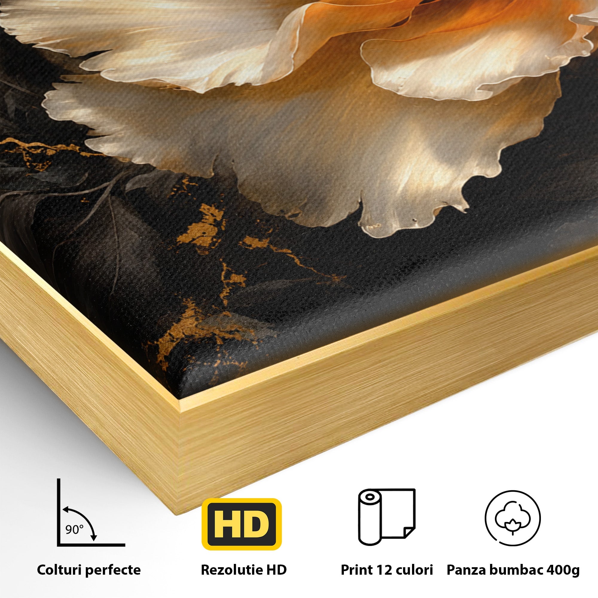 Tablou Canvas Premium LuxCanva® A1864, Floare Aurie, Floare, Auriu, Eleganta, Dormitor, Living, Culori Vibrante