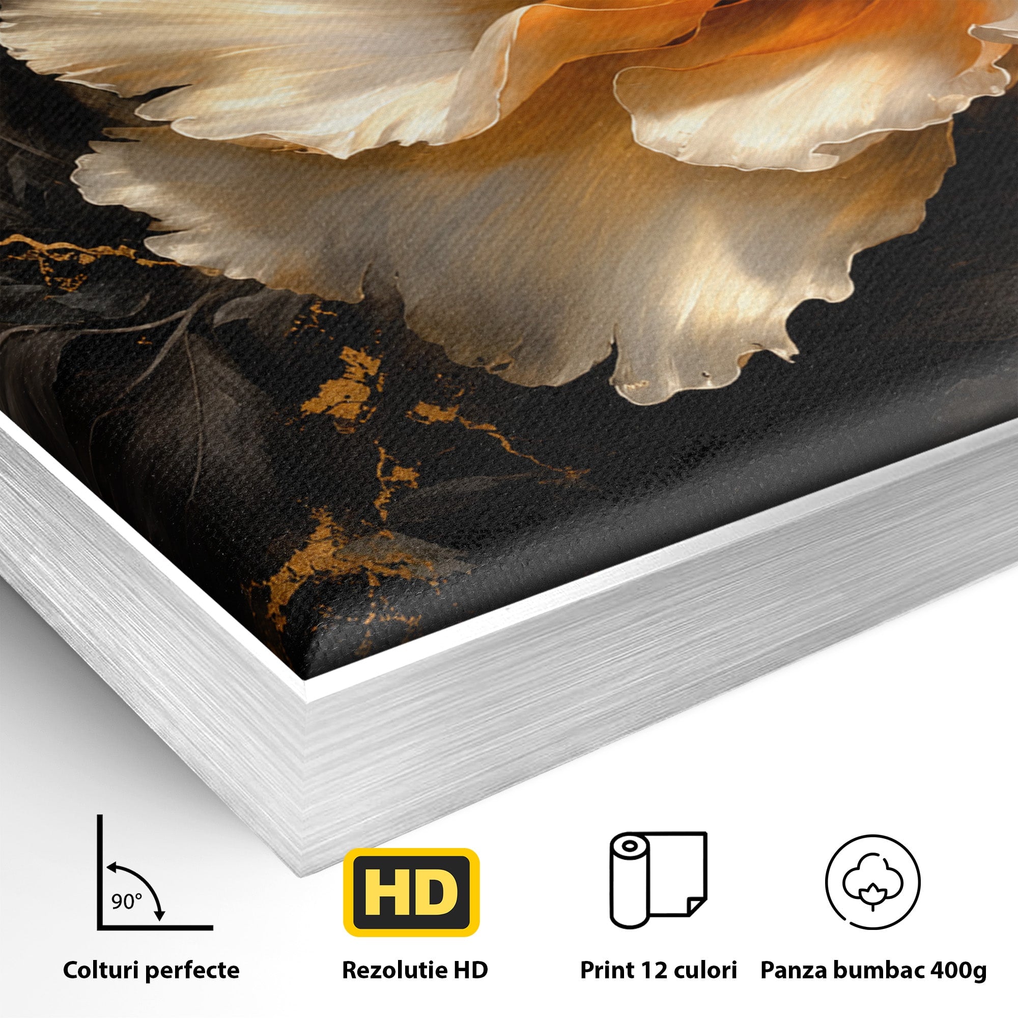 Tablou Canvas Premium LuxCanva® A1864, Floare Aurie, Floare, Auriu, Eleganta, Dormitor, Living, Culori Vibrante