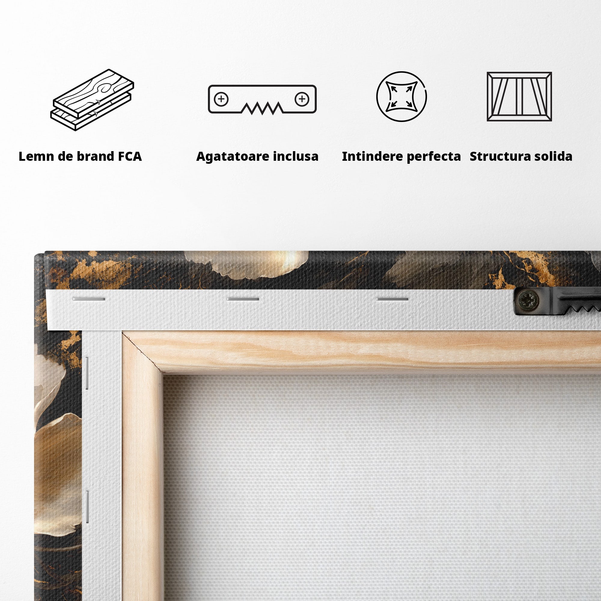 Tablou Canvas Premium LuxCanva® A1864, Floare Aurie, Floare, Auriu, Eleganta, Dormitor, Living, Culori Vibrante