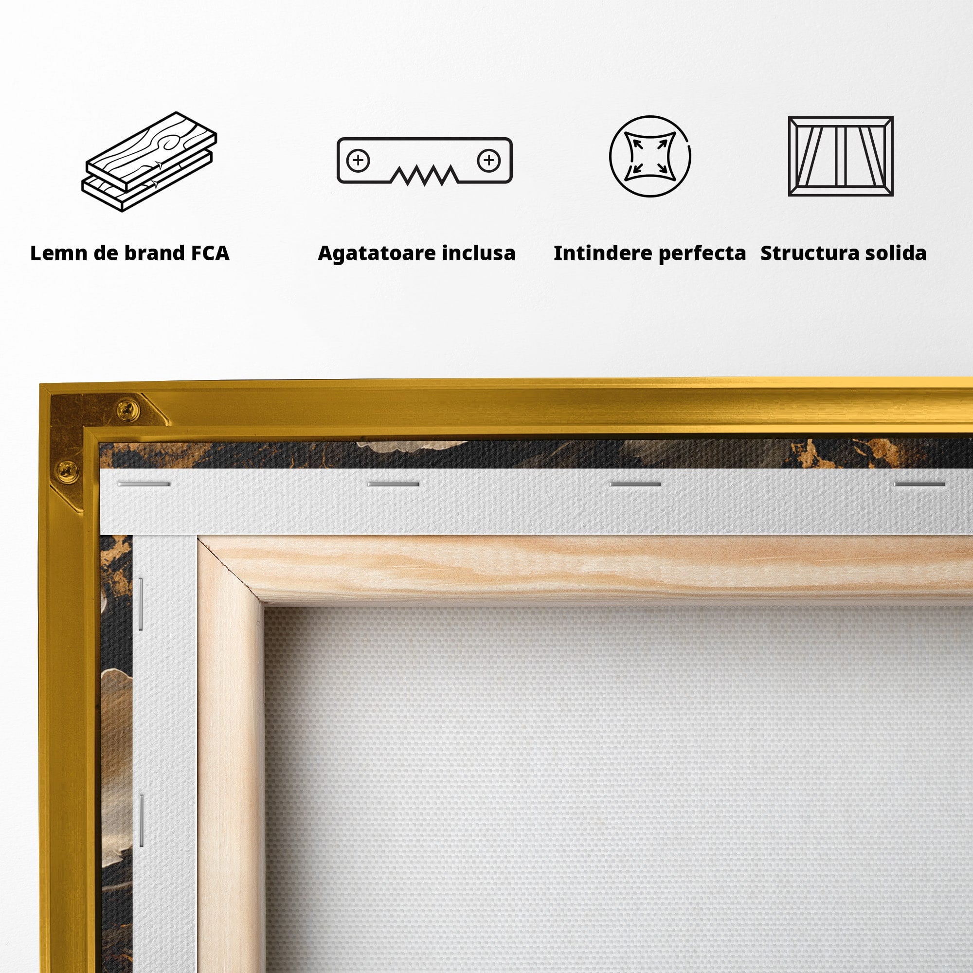 Tablou Canvas Premium LuxCanva® A1864, Floare Aurie, Floare, Auriu, Eleganta, Dormitor, Living, Culori Vibrante
