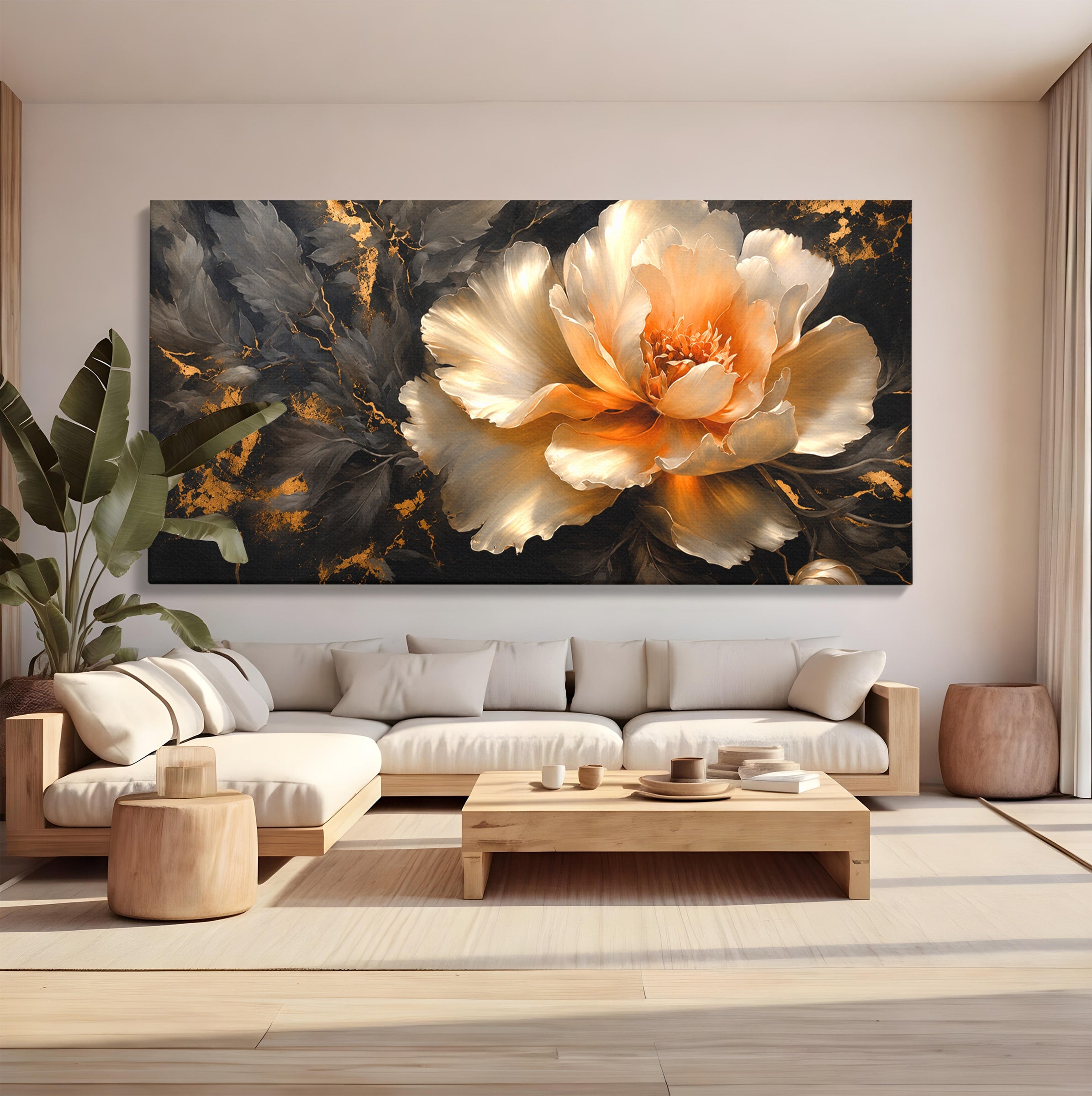 Tablou Canvas Premium LuxCanva® A1864, Floare Aurie, Floare, Auriu, Eleganta, Dormitor, Living, Culori Vibrante