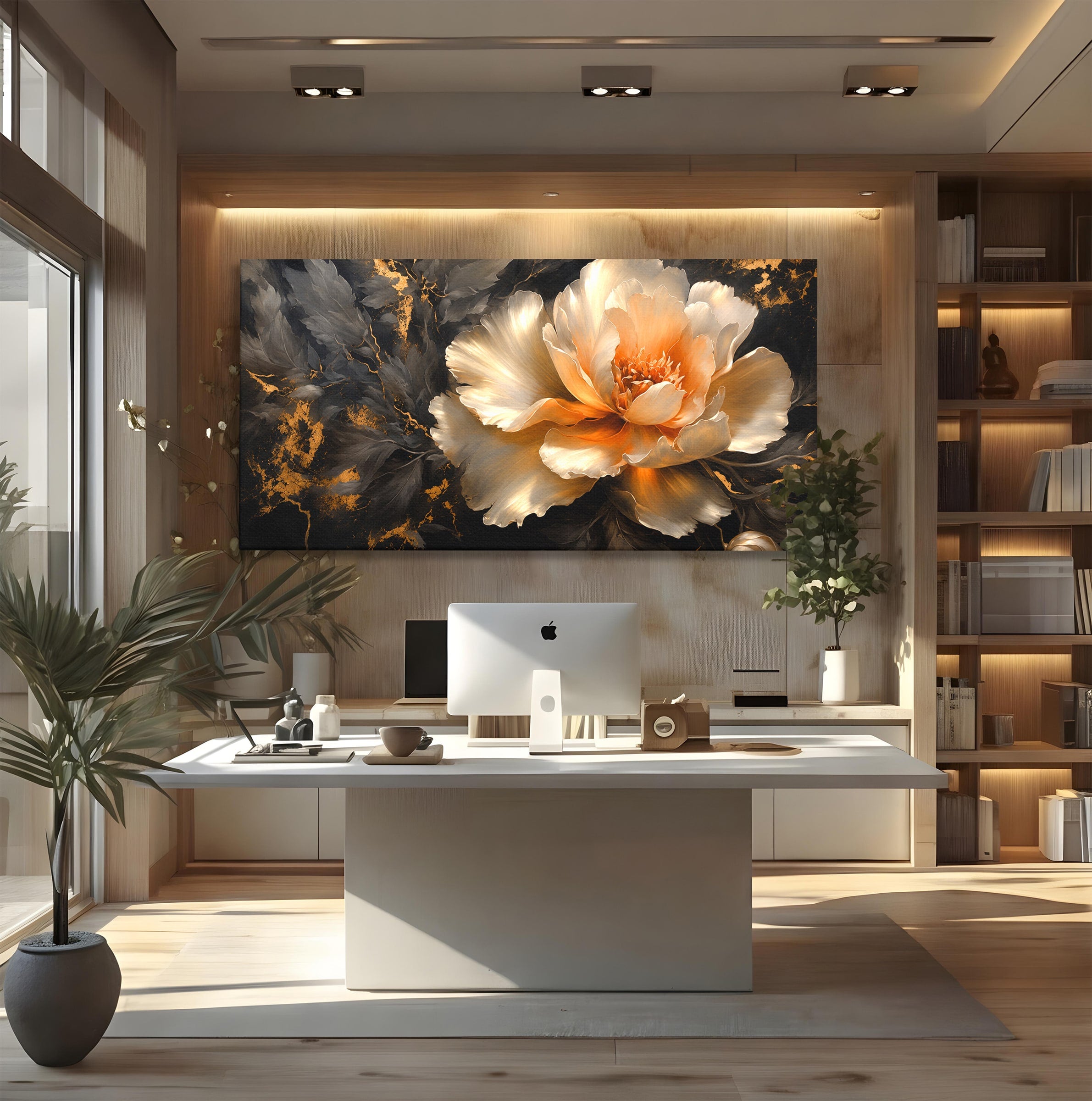 Tablou Canvas Premium LuxCanva® A1864, Floare Aurie, Floare, Auriu, Eleganta, Dormitor, Living, Culori Vibrante