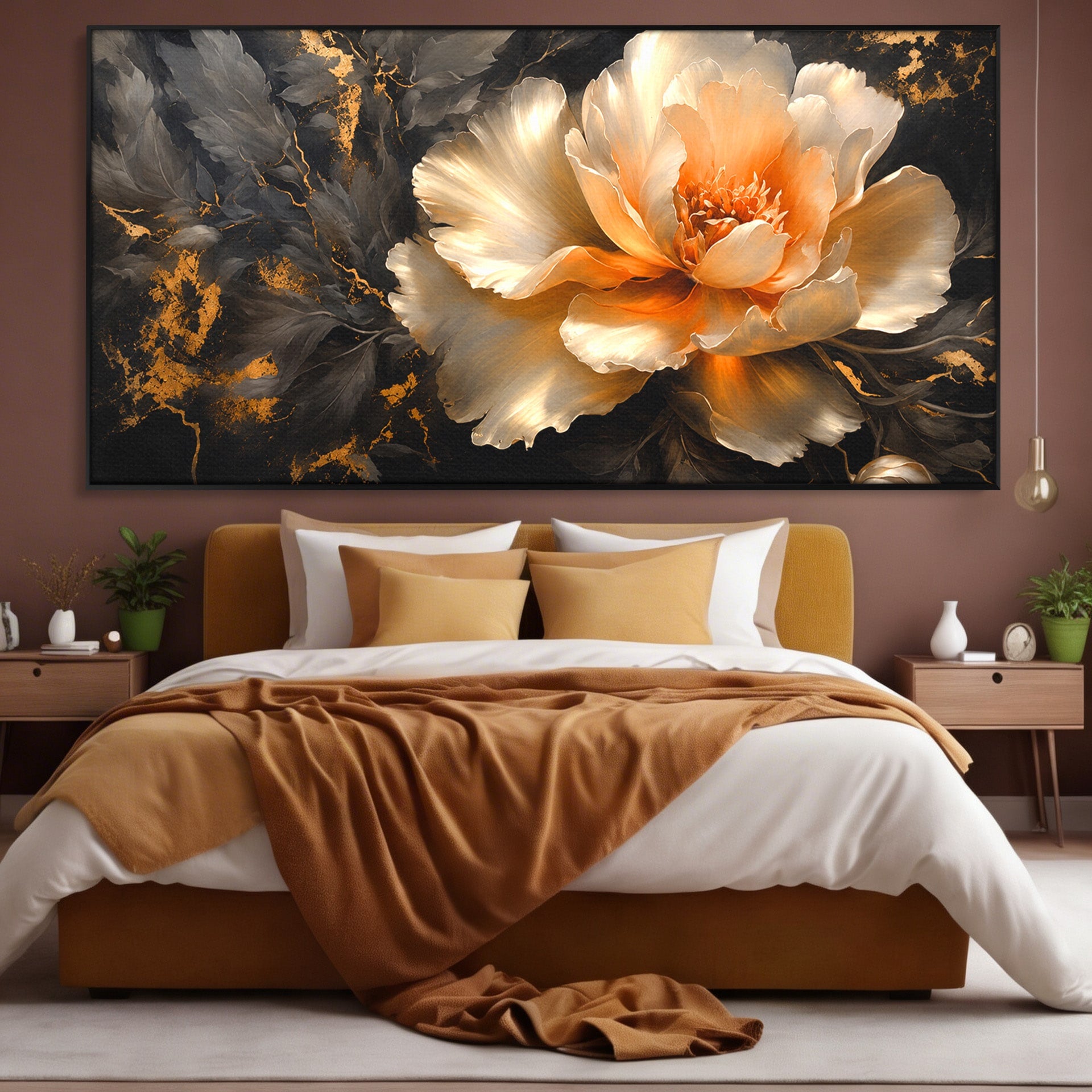 Tablou Canvas Premium LuxCanva® A1864, Floare Aurie, Floare, Auriu, Eleganta, Dormitor, Living, Culori Vibrante