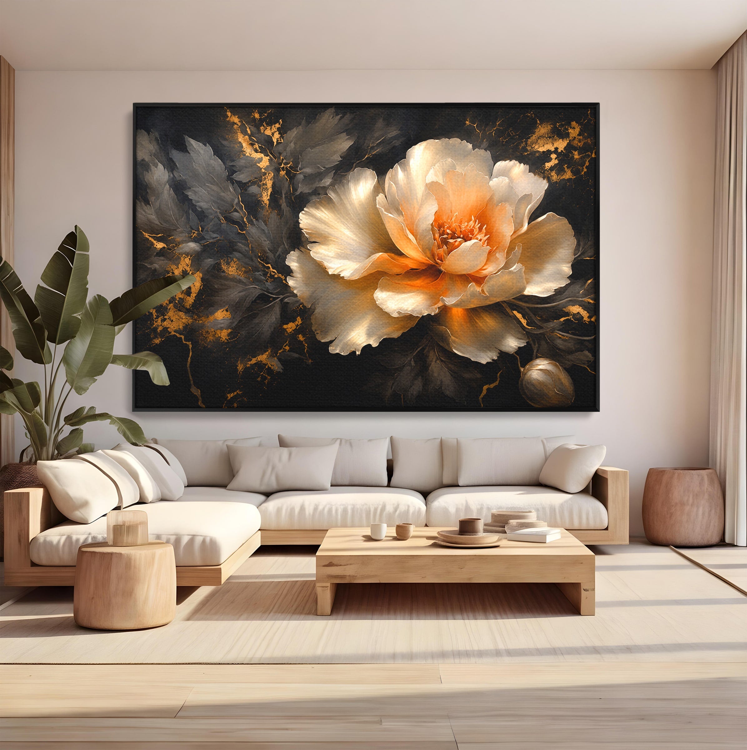 Tablou Canvas Premium LuxCanva® A1864, Floare Aurie, Floare, Auriu, Eleganta, Dormitor, Living, Culori Vibrante