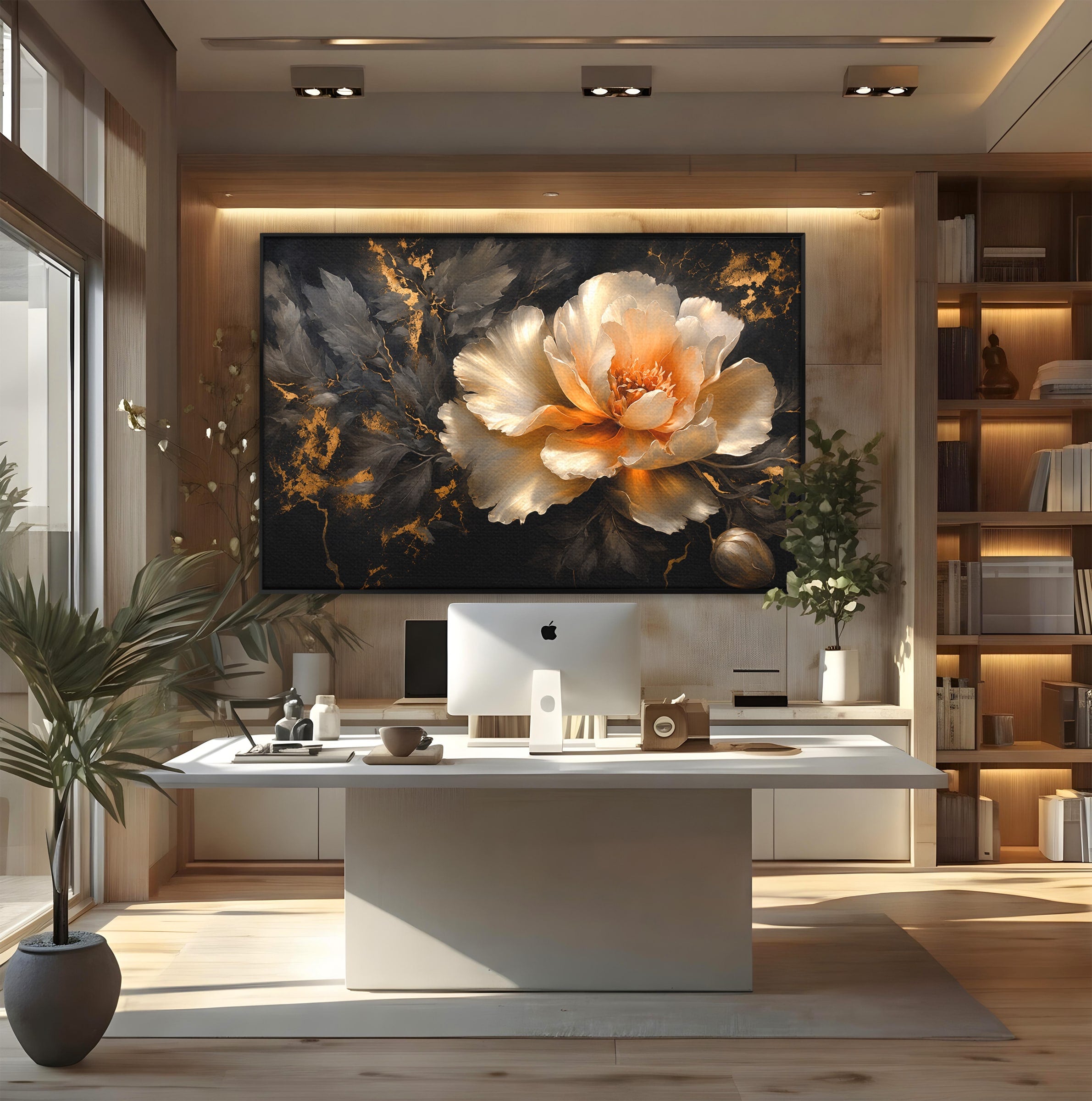 Tablou Canvas Premium LuxCanva® A1864, Floare Aurie, Floare, Auriu, Eleganta, Dormitor, Living, Culori Vibrante