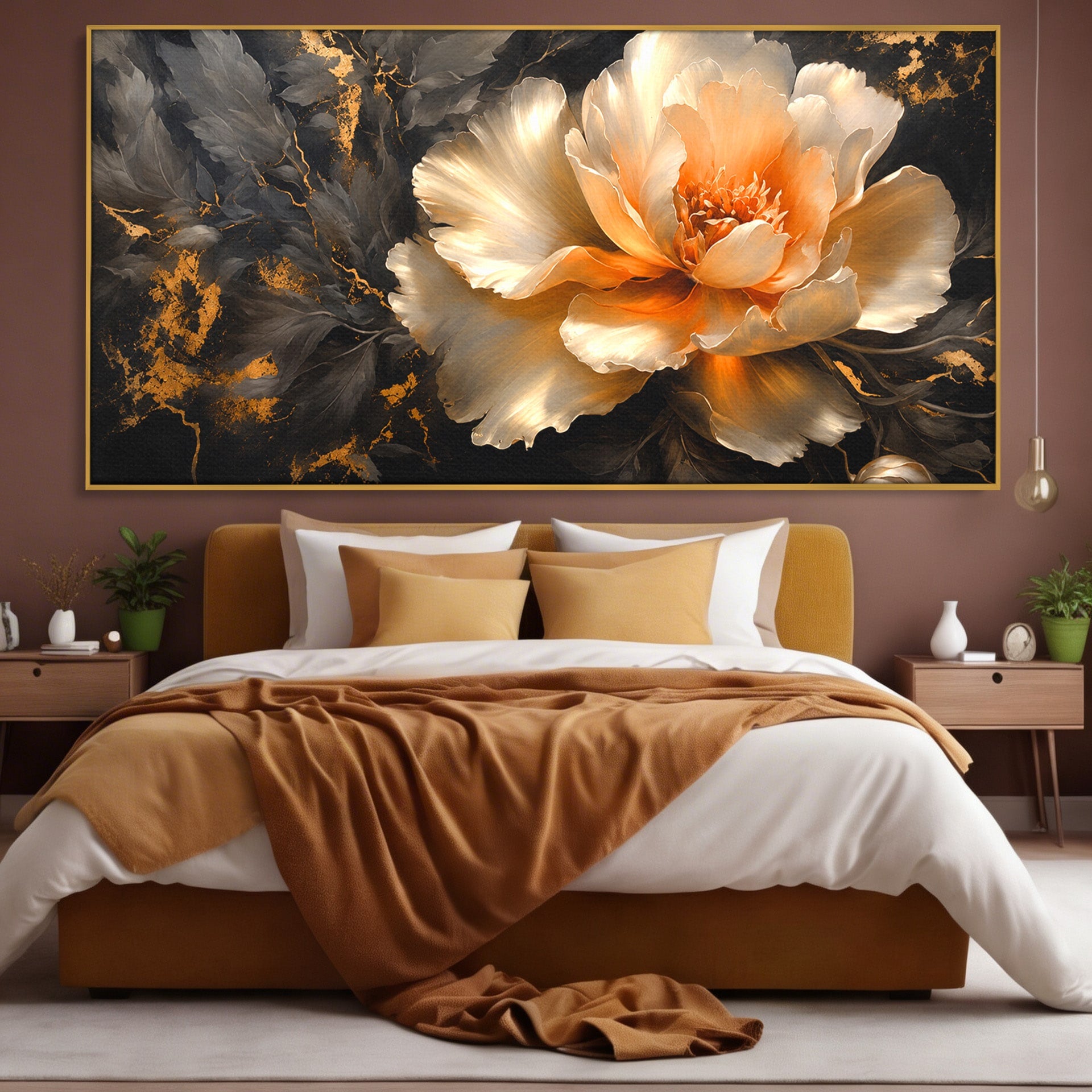 Tablou Canvas Premium LuxCanva® A1864, Floare Aurie, Floare, Auriu, Eleganta, Dormitor, Living, Culori Vibrante