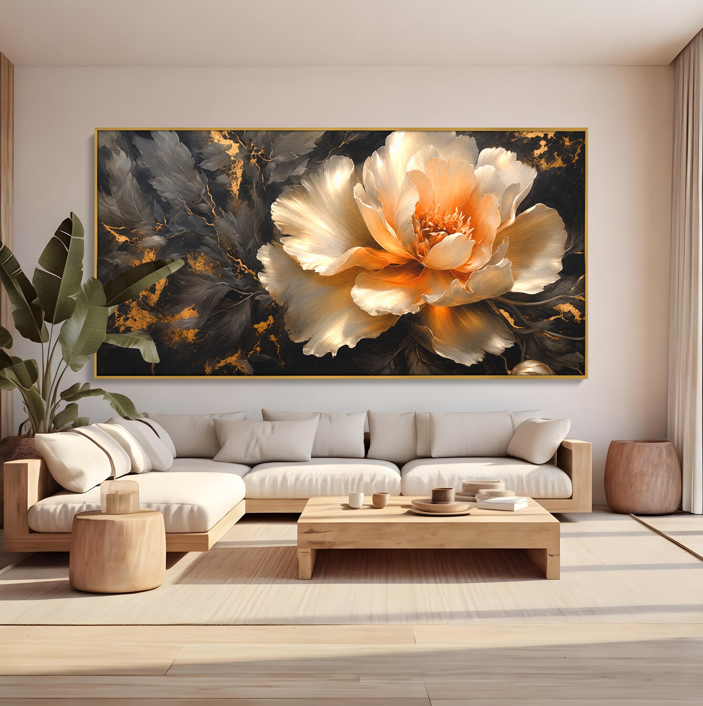 Tablou Canvas Premium LuxCanva® A1864, Floare Aurie, Floare, Auriu, Eleganta, Dormitor, Living, Culori Vibrante