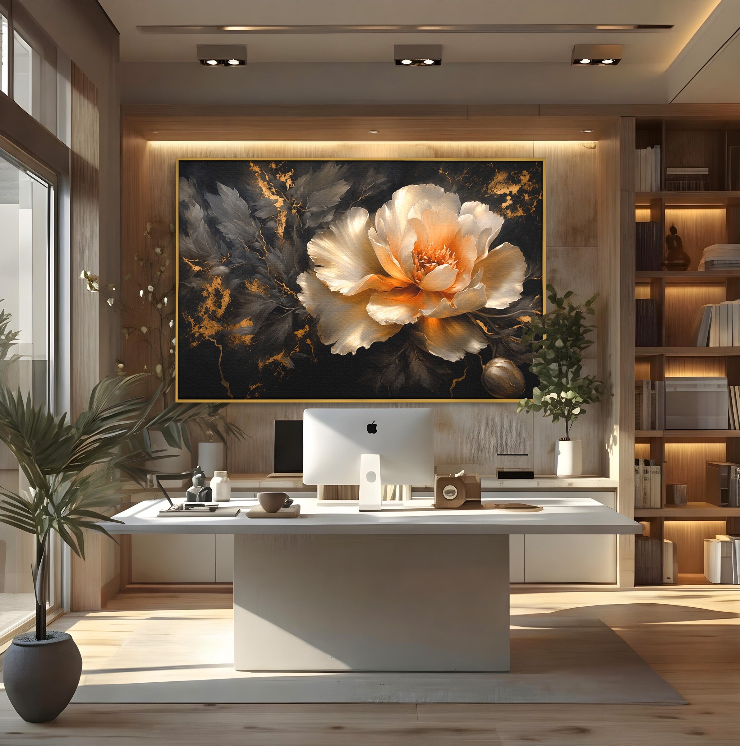 Tablou Canvas Premium LuxCanva® A1864, Floare Aurie, Floare, Auriu, Eleganta, Dormitor, Living, Culori Vibrante