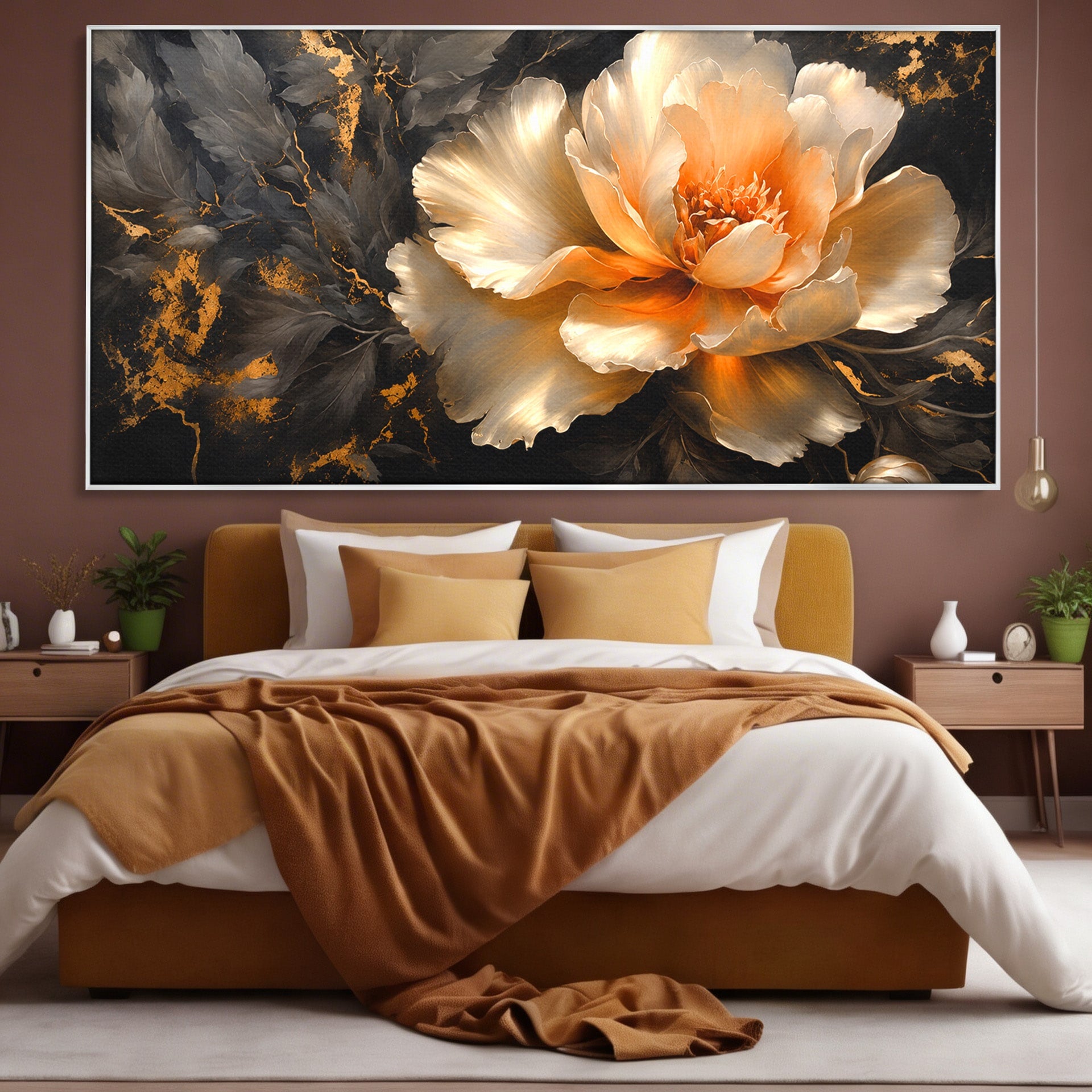 Tablou Canvas Premium LuxCanva® A1864, Floare Aurie, Floare, Auriu, Eleganta, Dormitor, Living, Culori Vibrante