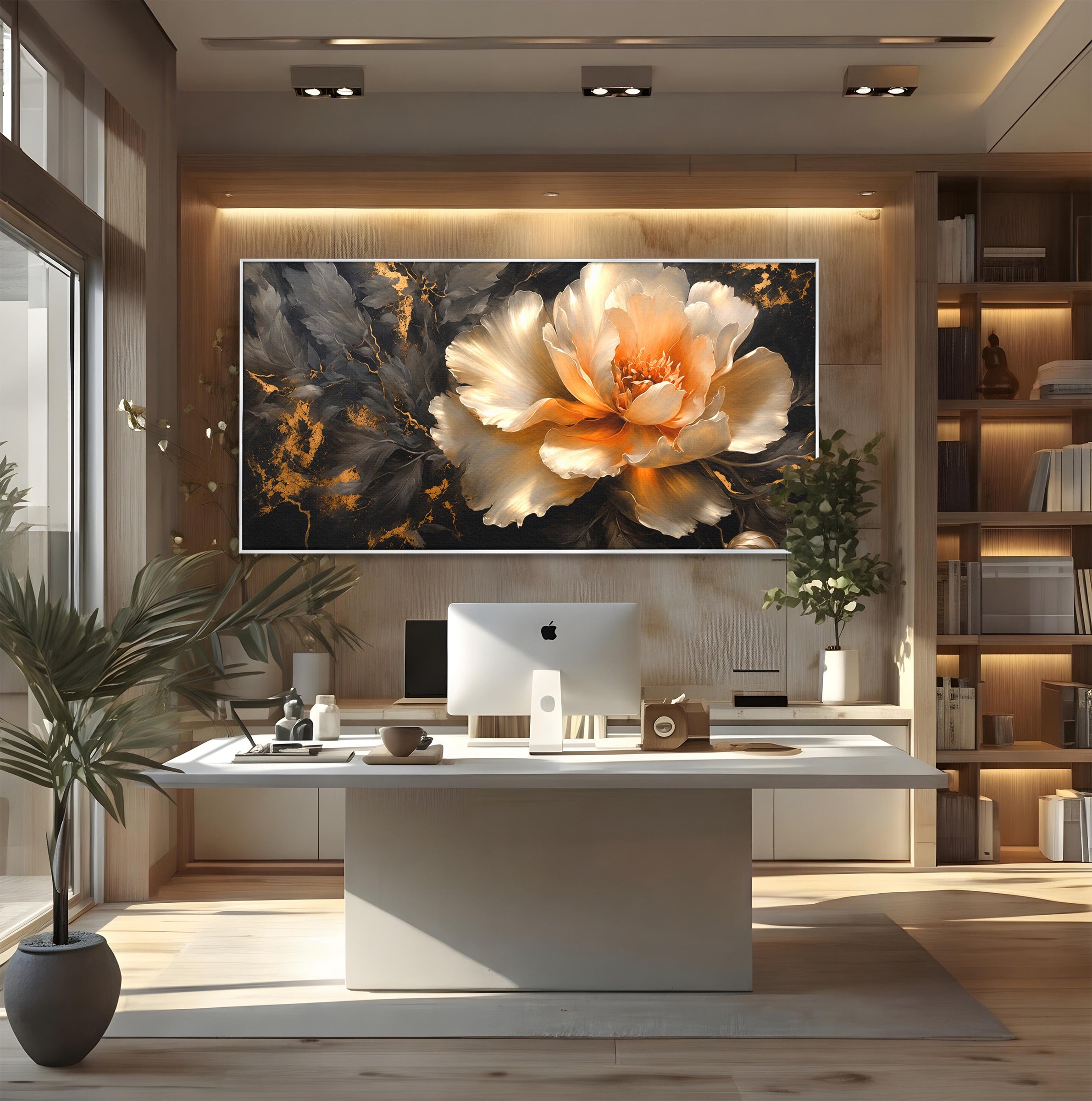 Tablou Canvas Premium LuxCanva® A1864, Floare Aurie, Floare, Auriu, Eleganta, Dormitor, Living, Culori Vibrante