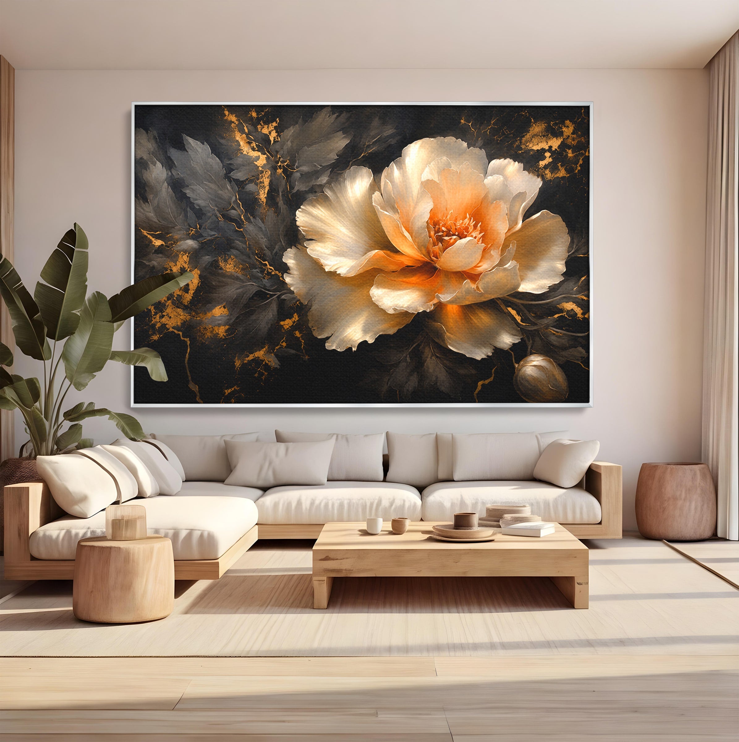 Tablou Canvas Premium LuxCanva® A1864, Floare Aurie, Floare, Auriu, Eleganta, Dormitor, Living, Culori Vibrante