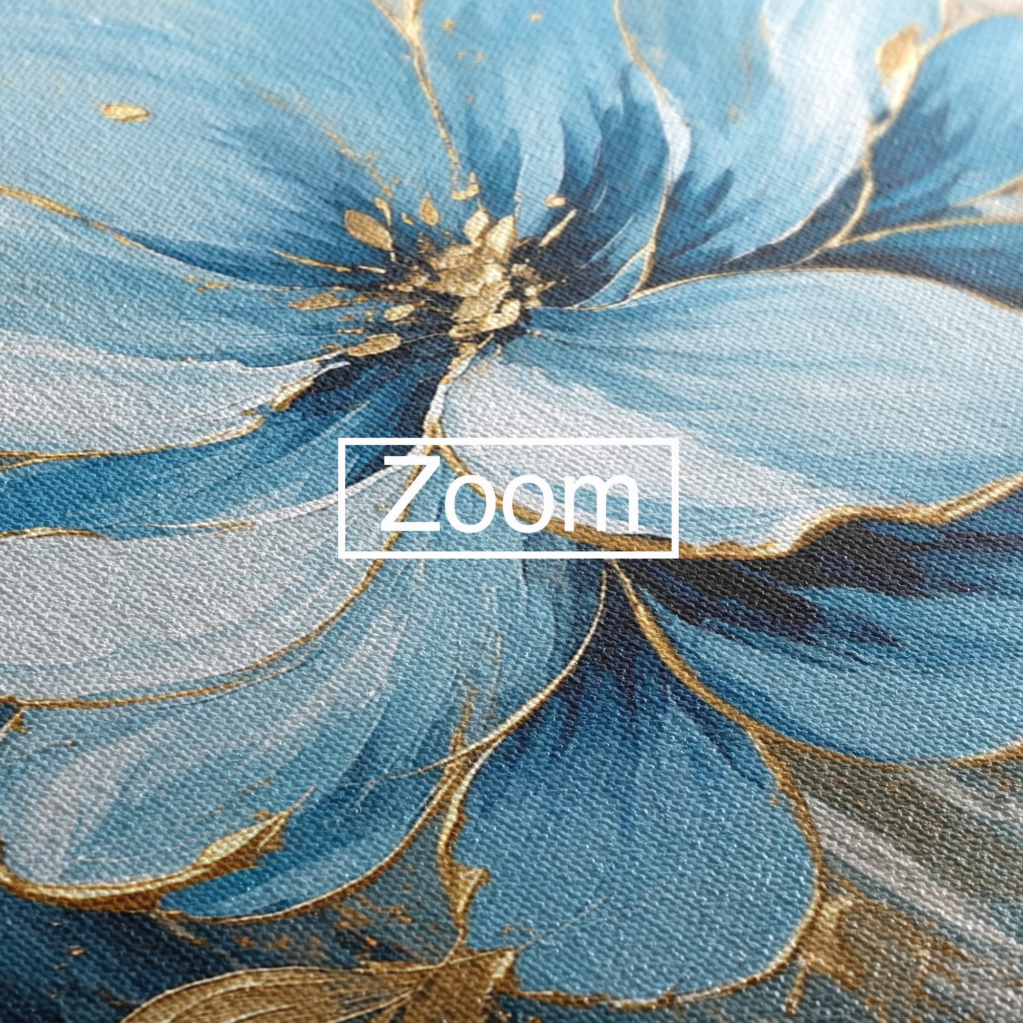 Tablou Canvas Premium LuxCanva® A1865, Armonie Albastră, Floare, Auriu, Albastru, Living, Natura, Culori Vibrante
