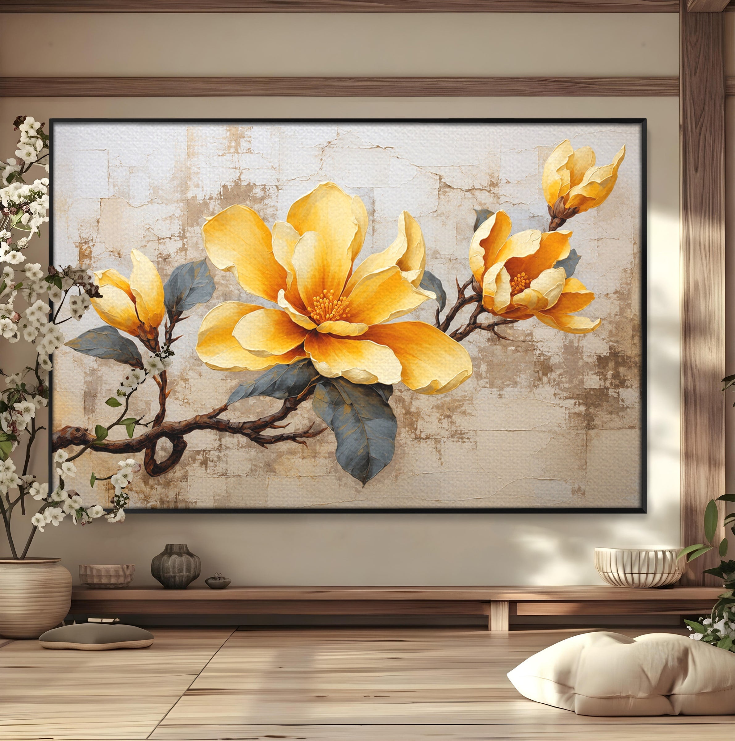Tablou Canvas Premium LuxCanva® A1867, Floare De Magnolie, Magnolie, Floare, Natura, Dormitor, Living, Culori Vibrante