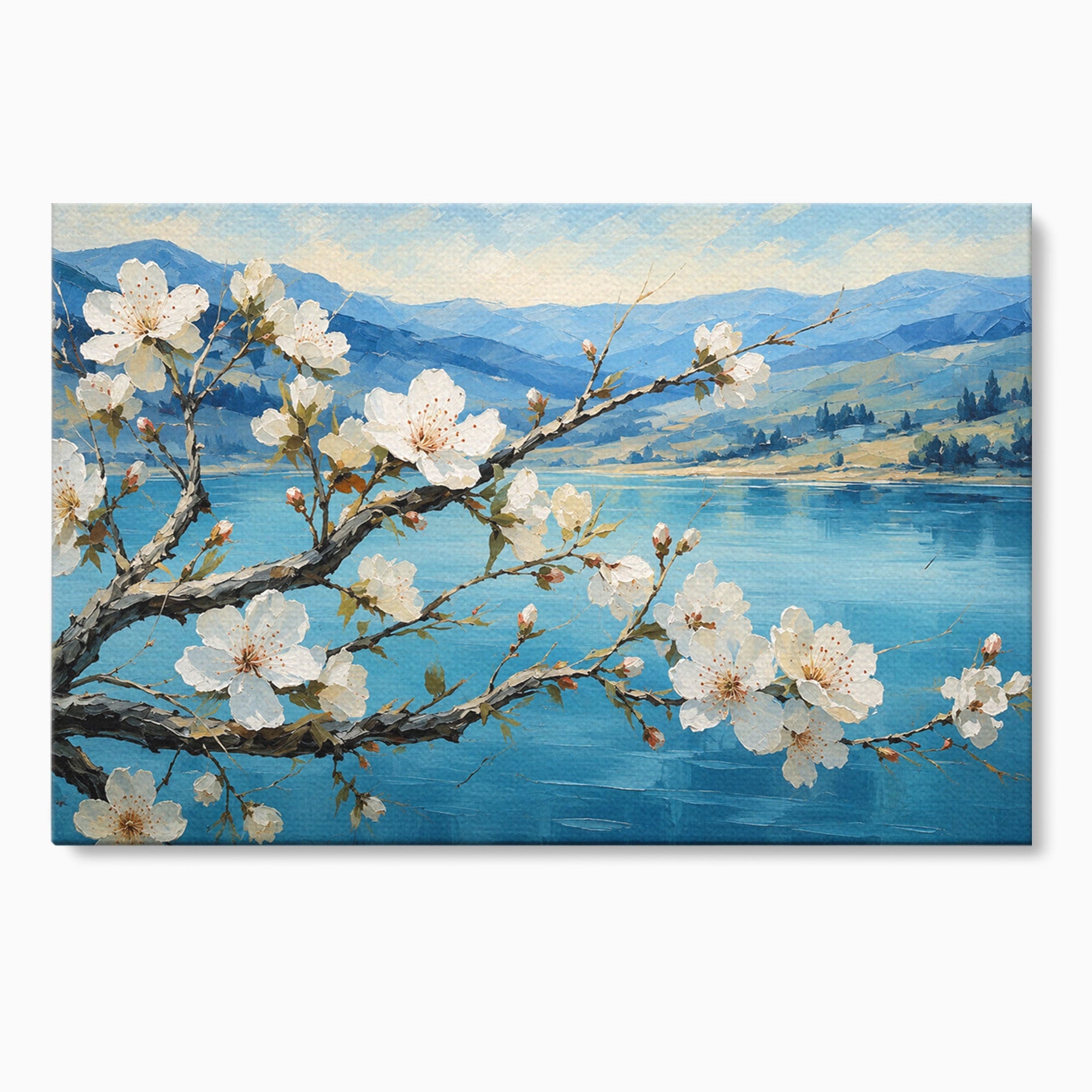 Tablou Canvas Premium LuxCanva® A1868, Floare De Cires Pe Lac, Floare, Cires, Lac, Natura, Peisaj, Living, Culori Vibrante