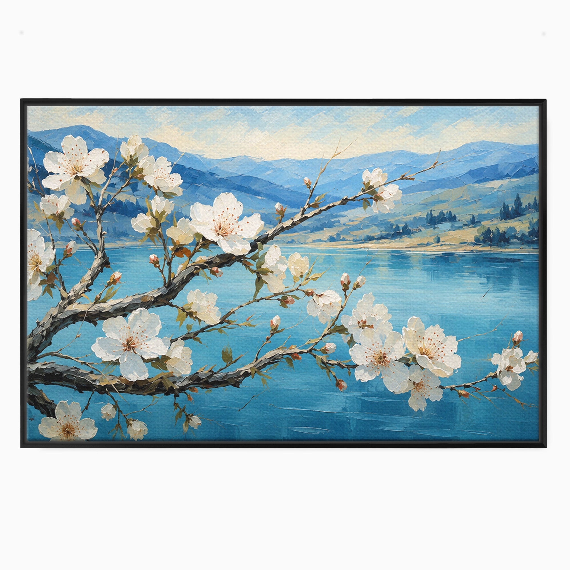 Tablou Canvas Premium LuxCanva® A1868, Floare De Cires Pe Lac, Floare, Cires, Lac, Natura, Peisaj, Living, Culori Vibrante