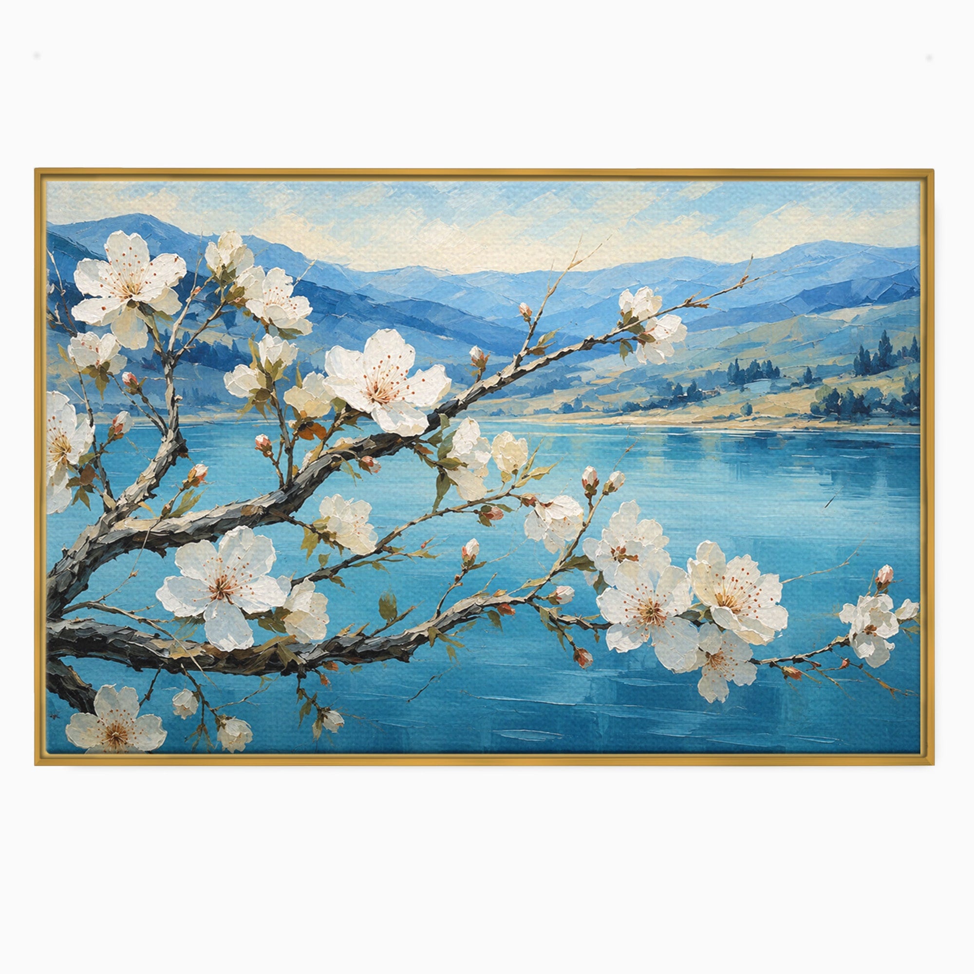 Tablou Canvas Premium LuxCanva® A1868, Floare De Cires Pe Lac, Floare, Cires, Lac, Natura, Peisaj, Living, Culori Vibrante