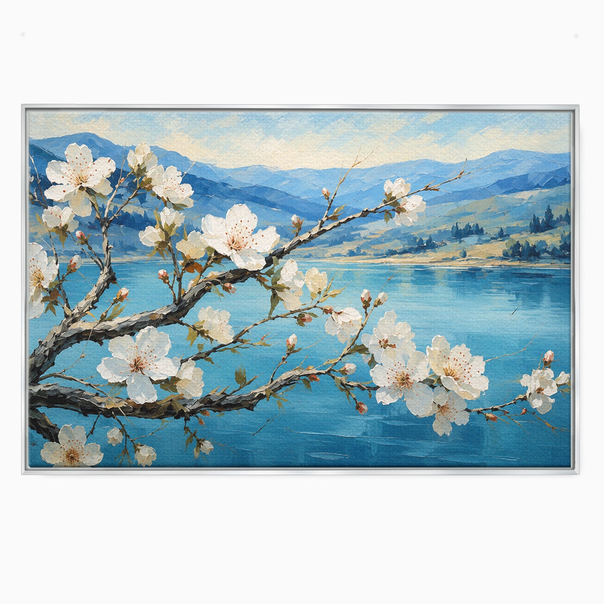 Tablou Canvas Premium LuxCanva® A1868, Floare De Cires Pe Lac, Floare, Cires, Lac, Natura, Peisaj, Living, Culori Vibrante