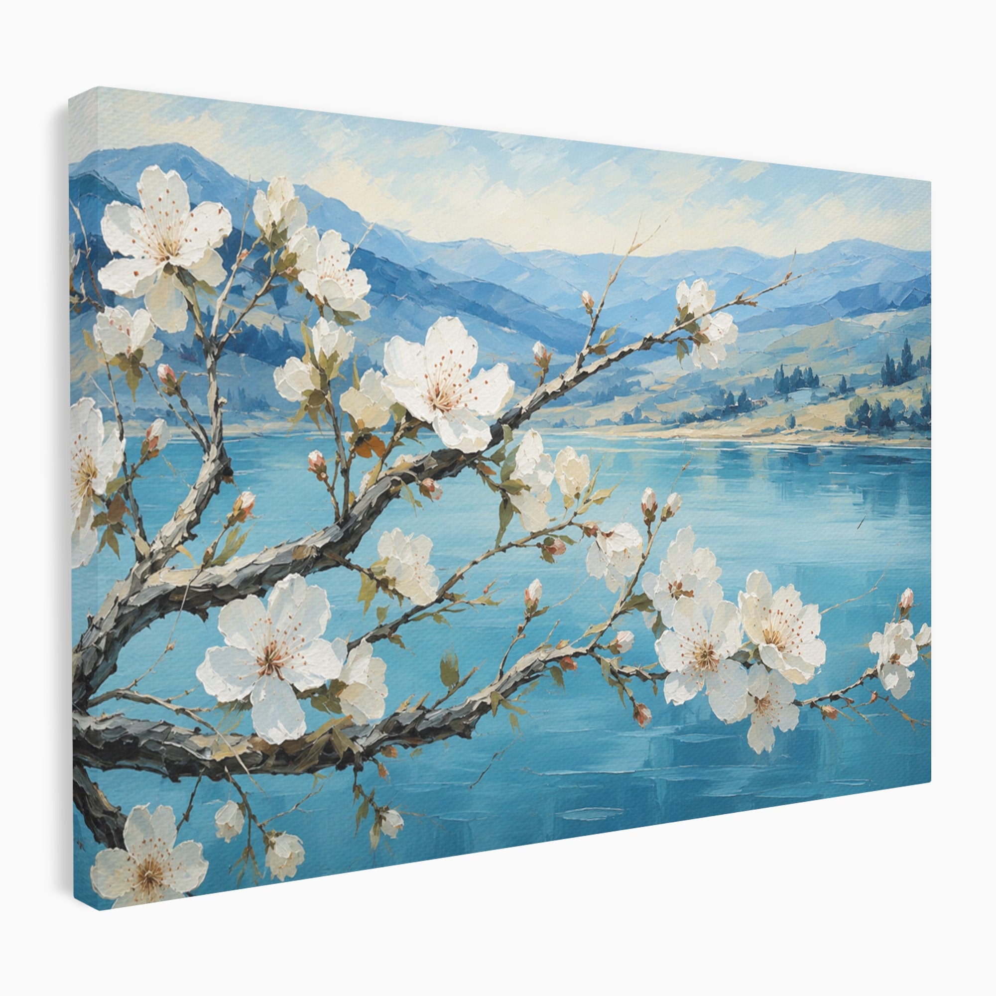 Tablou Canvas Premium LuxCanva® A1868, Floare De Cires Pe Lac, Floare, Cires, Lac, Natura, Peisaj, Living, Culori Vibrante