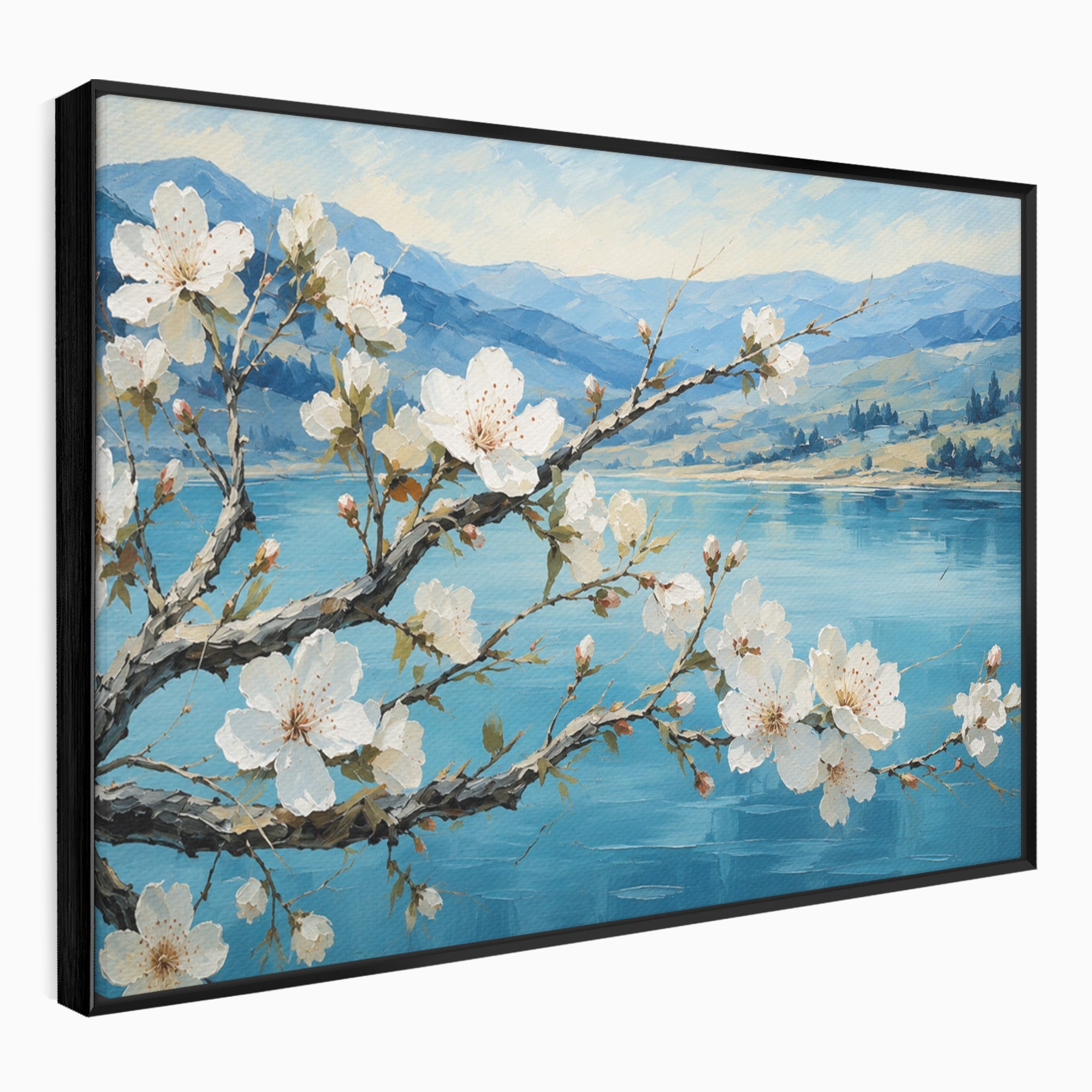 Tablou Canvas Premium LuxCanva® A1868, Floare De Cires Pe Lac, Floare, Cires, Lac, Natura, Peisaj, Living, Culori Vibrante