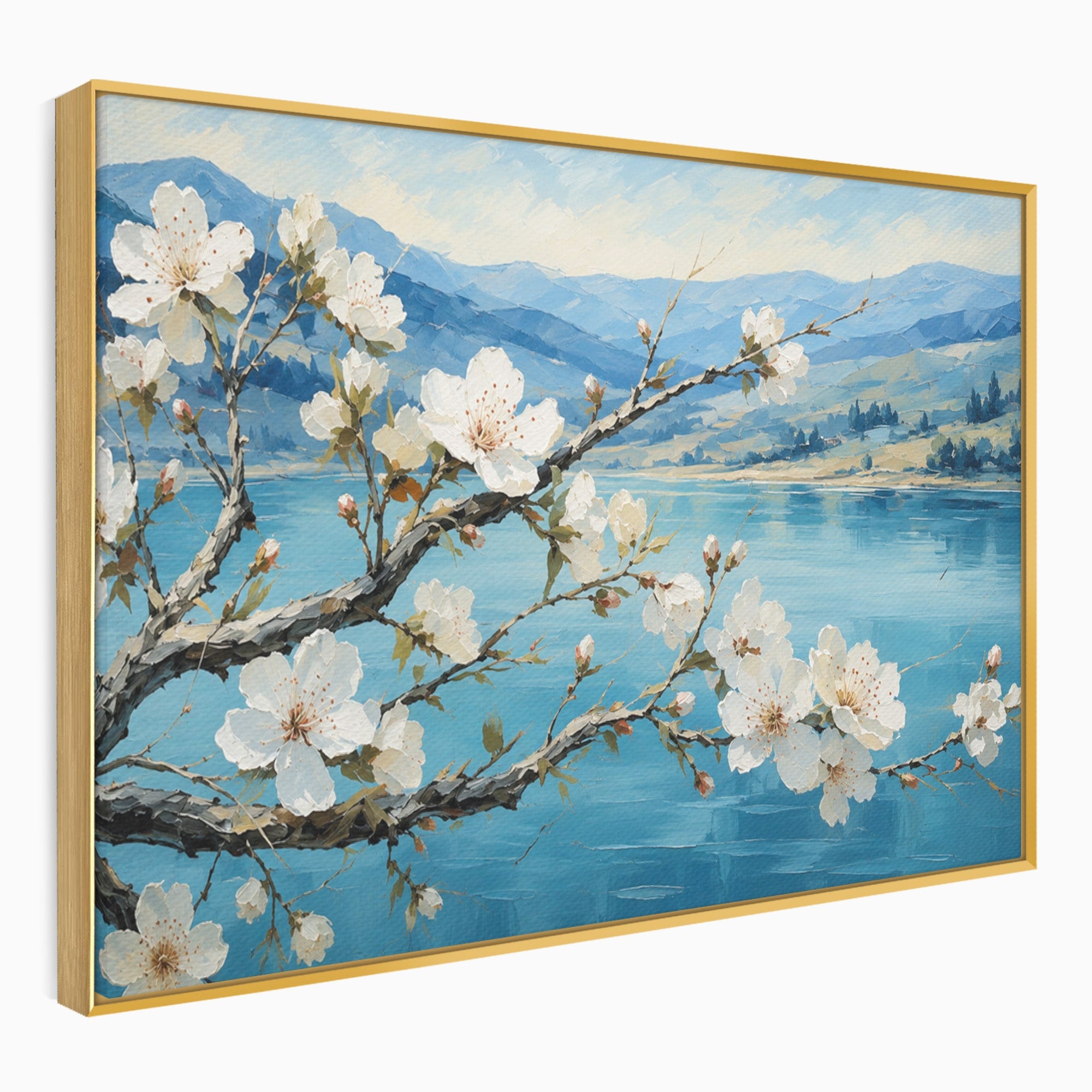 Tablou Canvas Premium LuxCanva® A1868, Floare De Cires Pe Lac, Floare, Cires, Lac, Natura, Peisaj, Living, Culori Vibrante