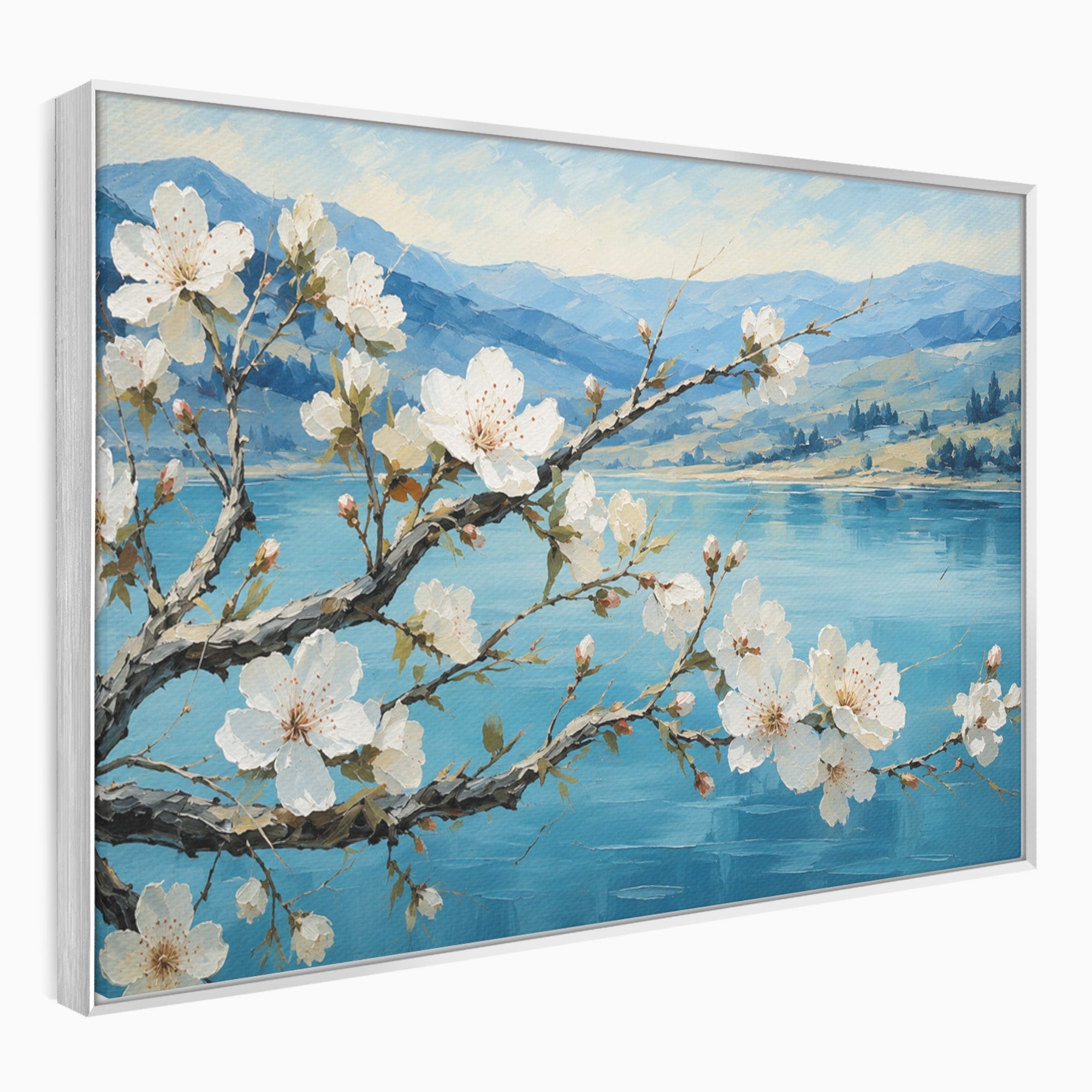 Tablou Canvas Premium LuxCanva® A1868, Floare De Cires Pe Lac, Floare, Cires, Lac, Natura, Peisaj, Living, Culori Vibrante