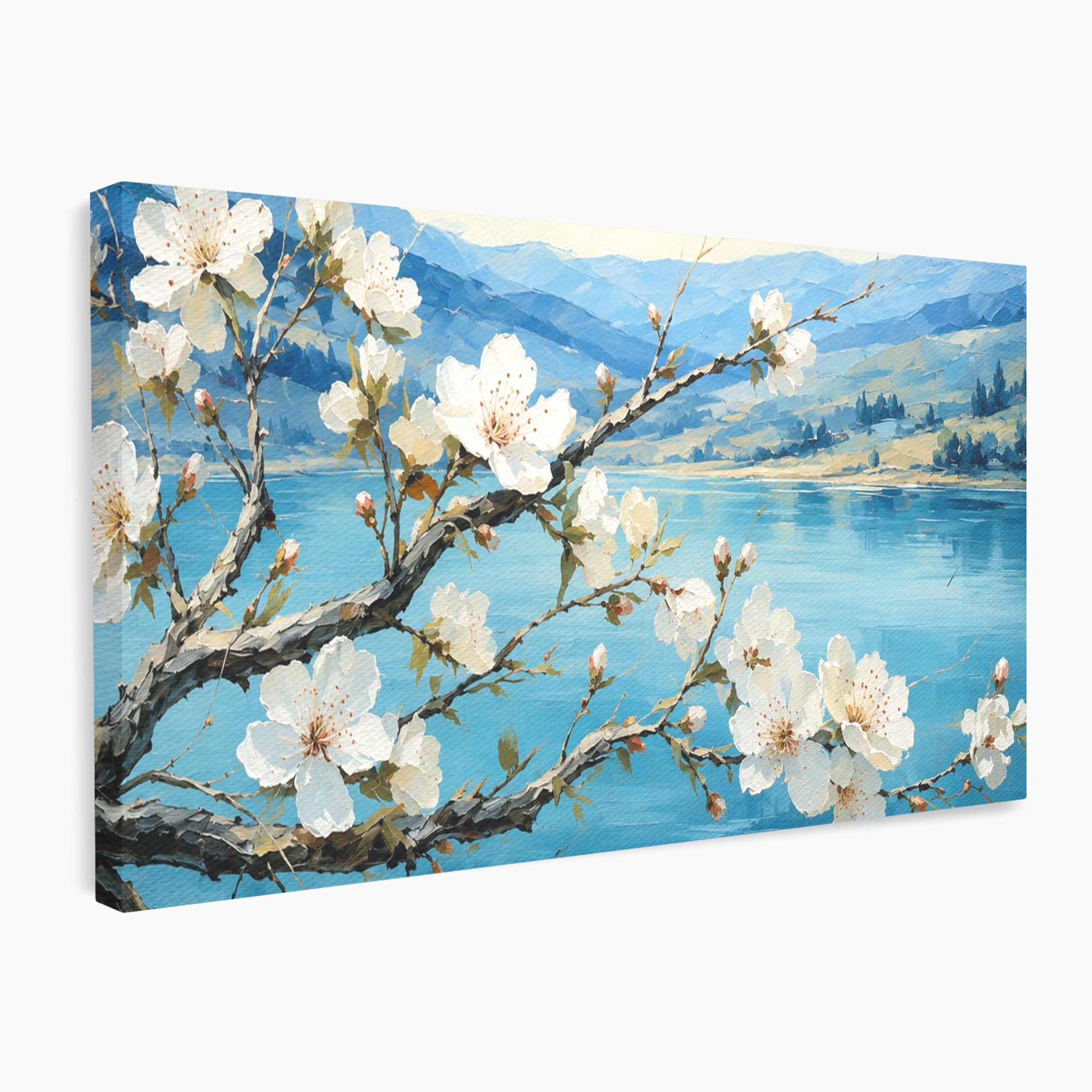 Tablou Canvas Premium LuxCanva® A1868, Floare De Cires Pe Lac, Floare, Cires, Lac, Natura, Peisaj, Living, Culori Vibrante