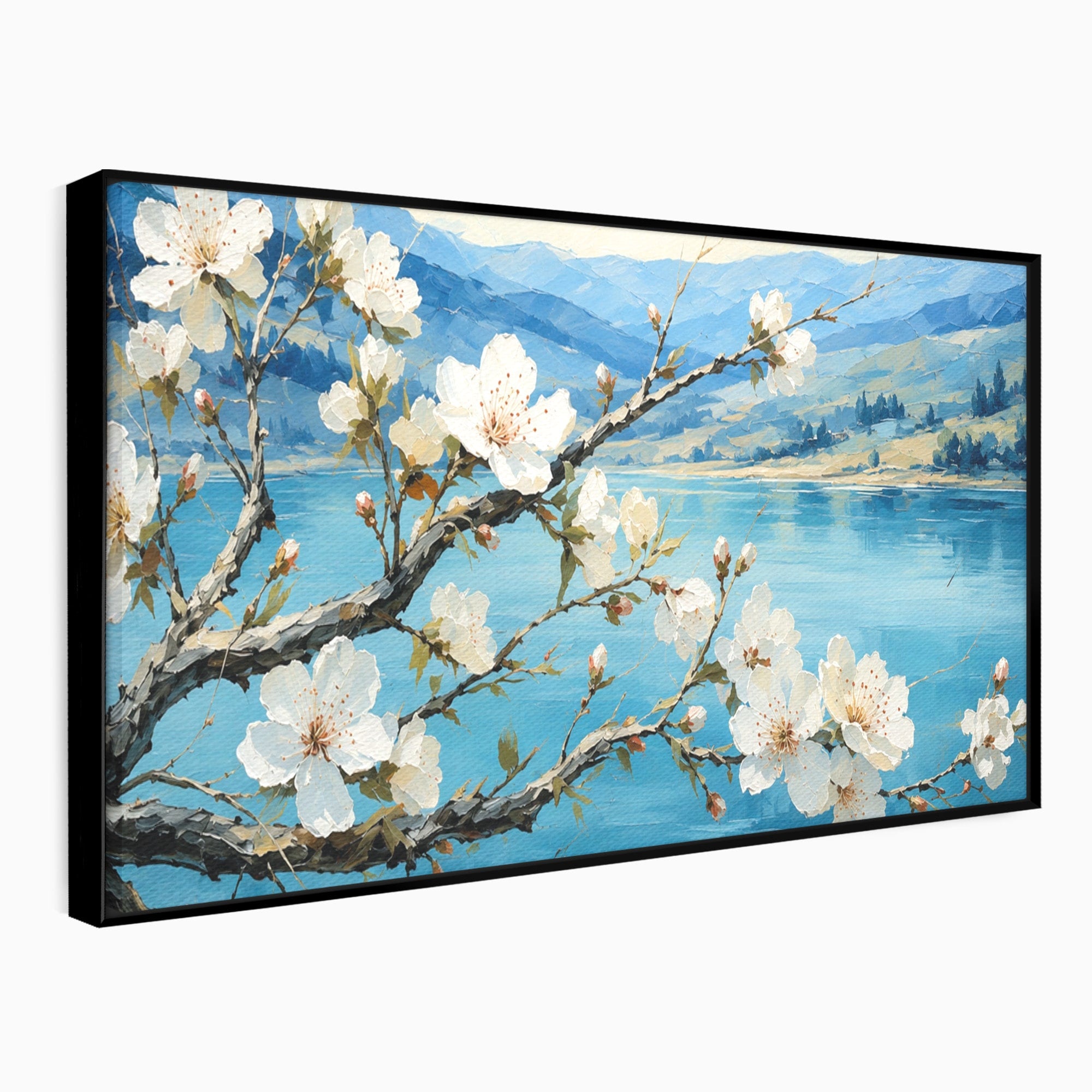Tablou Canvas Premium LuxCanva® A1868, Floare De Cires Pe Lac, Floare, Cires, Lac, Natura, Peisaj, Living, Culori Vibrante