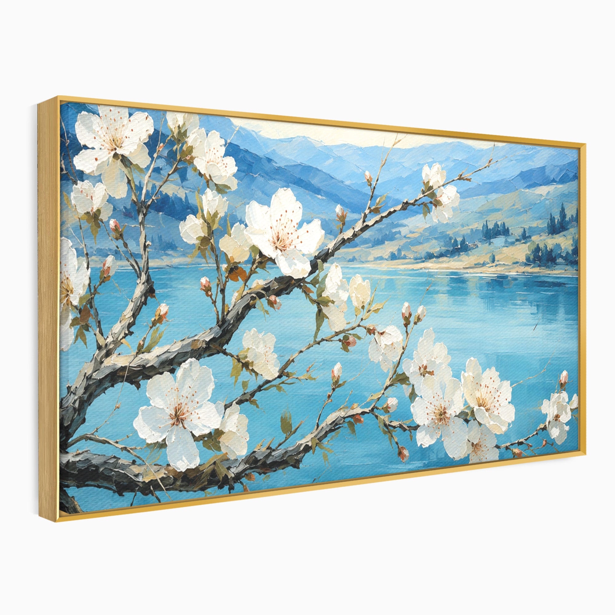 Tablou Canvas Premium LuxCanva® A1868, Floare De Cires Pe Lac, Floare, Cires, Lac, Natura, Peisaj, Living, Culori Vibrante