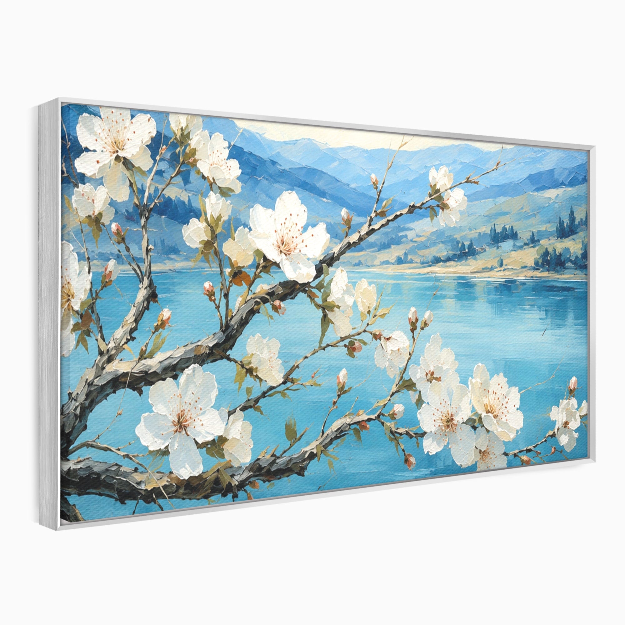 Tablou Canvas Premium LuxCanva® A1868, Floare De Cires Pe Lac, Floare, Cires, Lac, Natura, Peisaj, Living, Culori Vibrante
