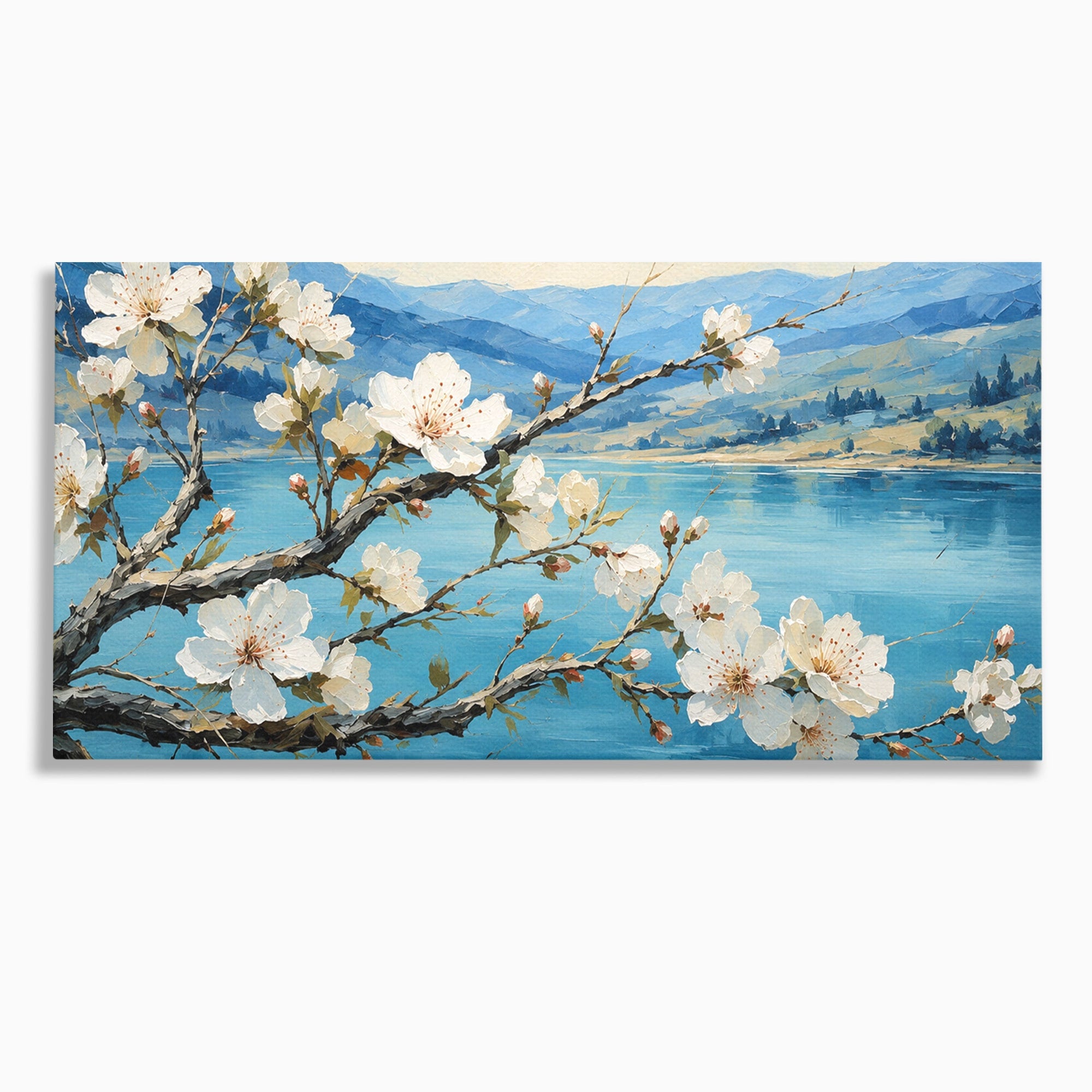 Tablou Canvas Premium LuxCanva® A1868, Floare De Cires Pe Lac, Floare, Cires, Lac, Natura, Peisaj, Living, Culori Vibrante