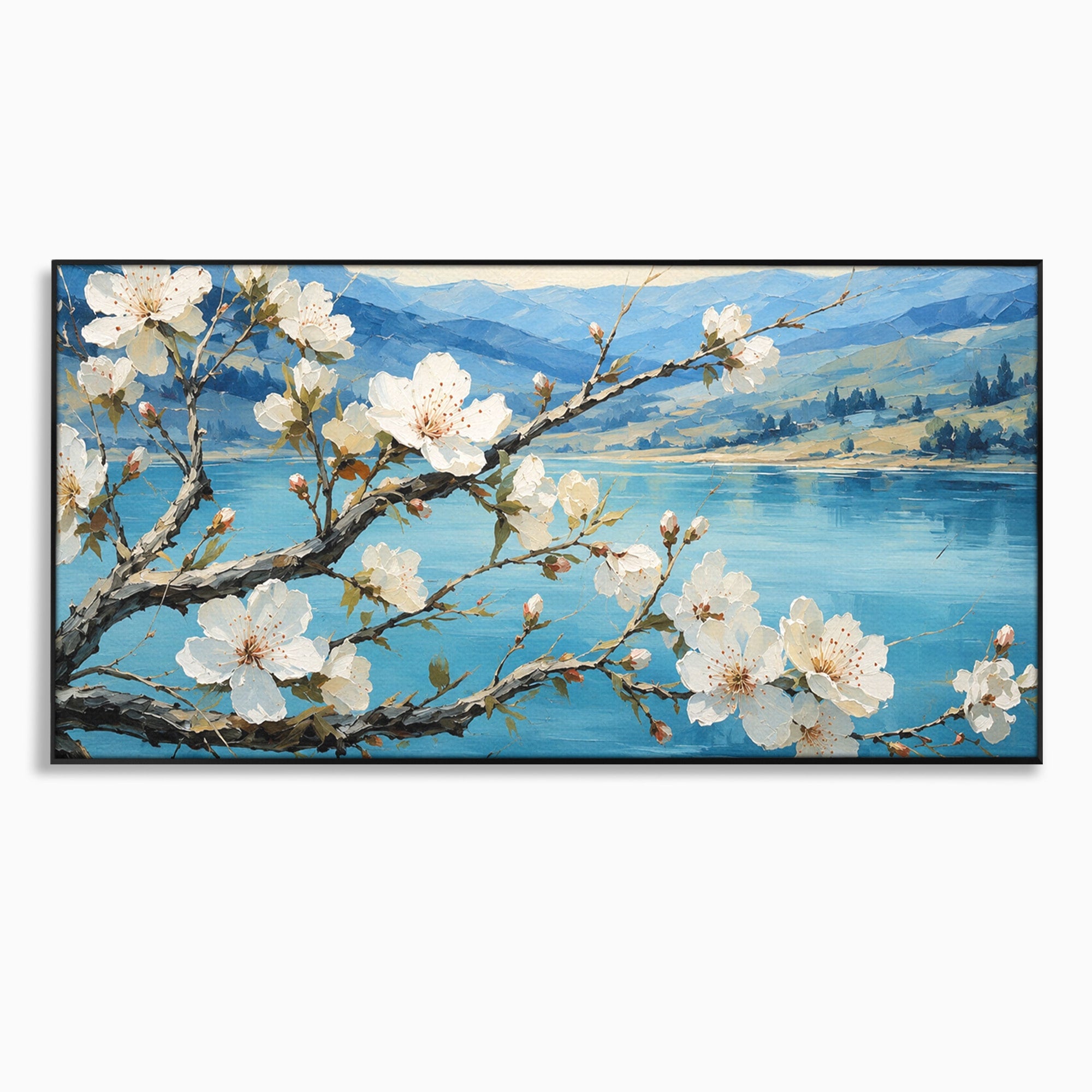 Tablou Canvas Premium LuxCanva® A1868, Floare De Cires Pe Lac, Floare, Cires, Lac, Natura, Peisaj, Living, Culori Vibrante