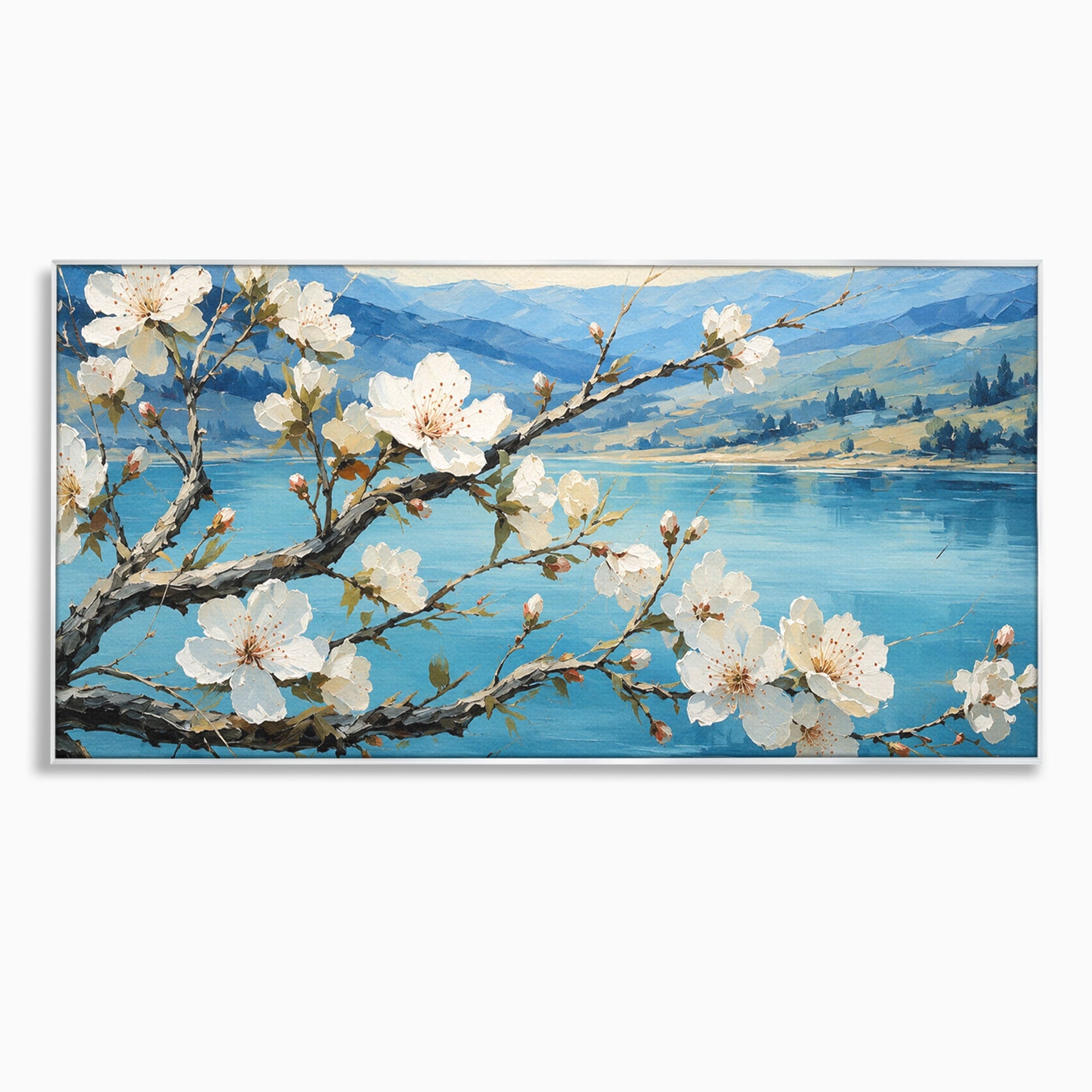 Tablou Canvas Premium LuxCanva® A1868, Floare De Cires Pe Lac, Floare, Cires, Lac, Natura, Peisaj, Living, Culori Vibrante