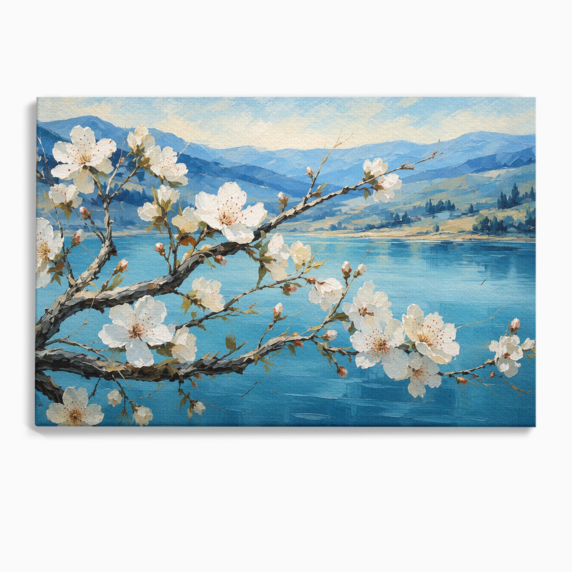 Tablou Canvas Premium LuxCanva® A1868, Floare De Cires Pe Lac, Floare, Cires, Lac, Natura, Peisaj, Living, Culori Vibrante